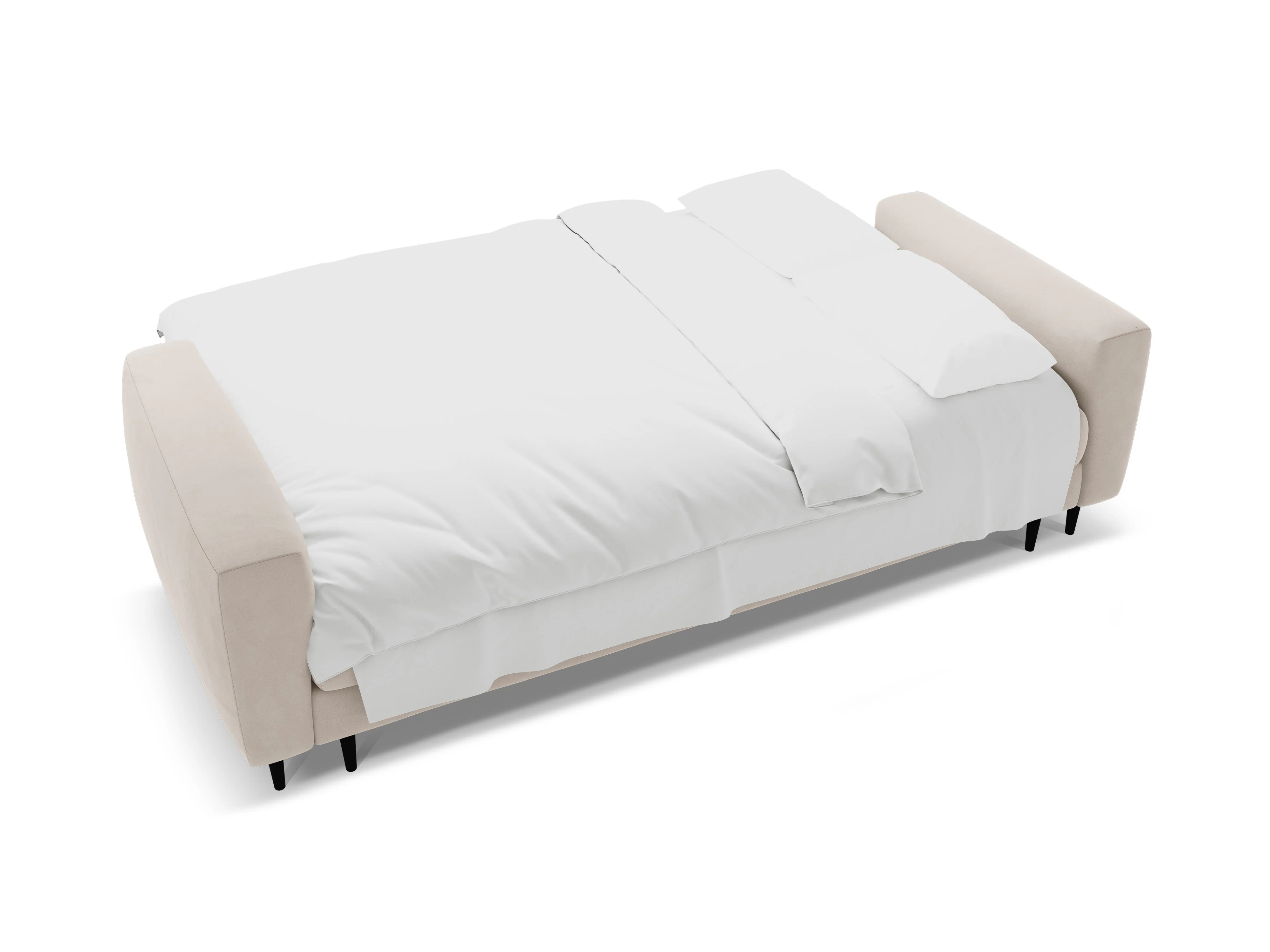Sofa aksamitna 3-osobowa z funkcją spania BEMY beżowy - Image 5