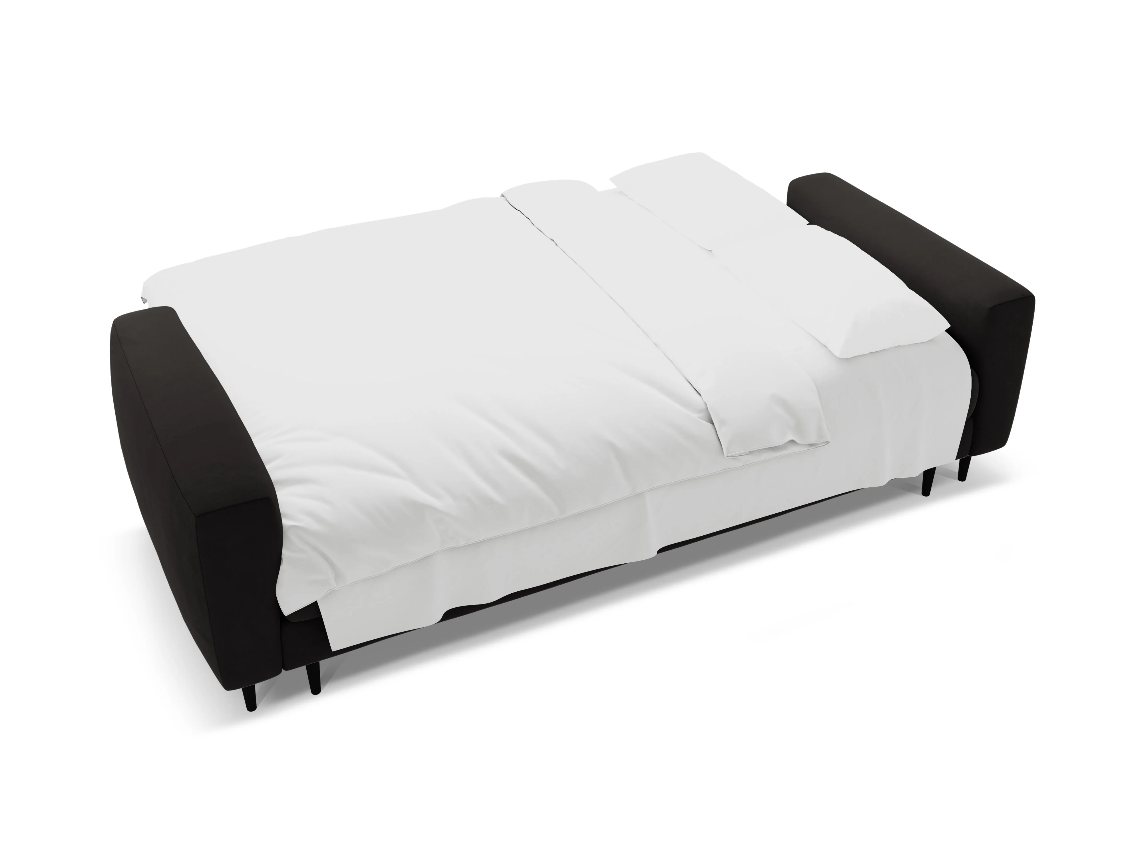 Sofa aksamitna 3-osobowa z funkcją spania BEMY czarny - Image 5