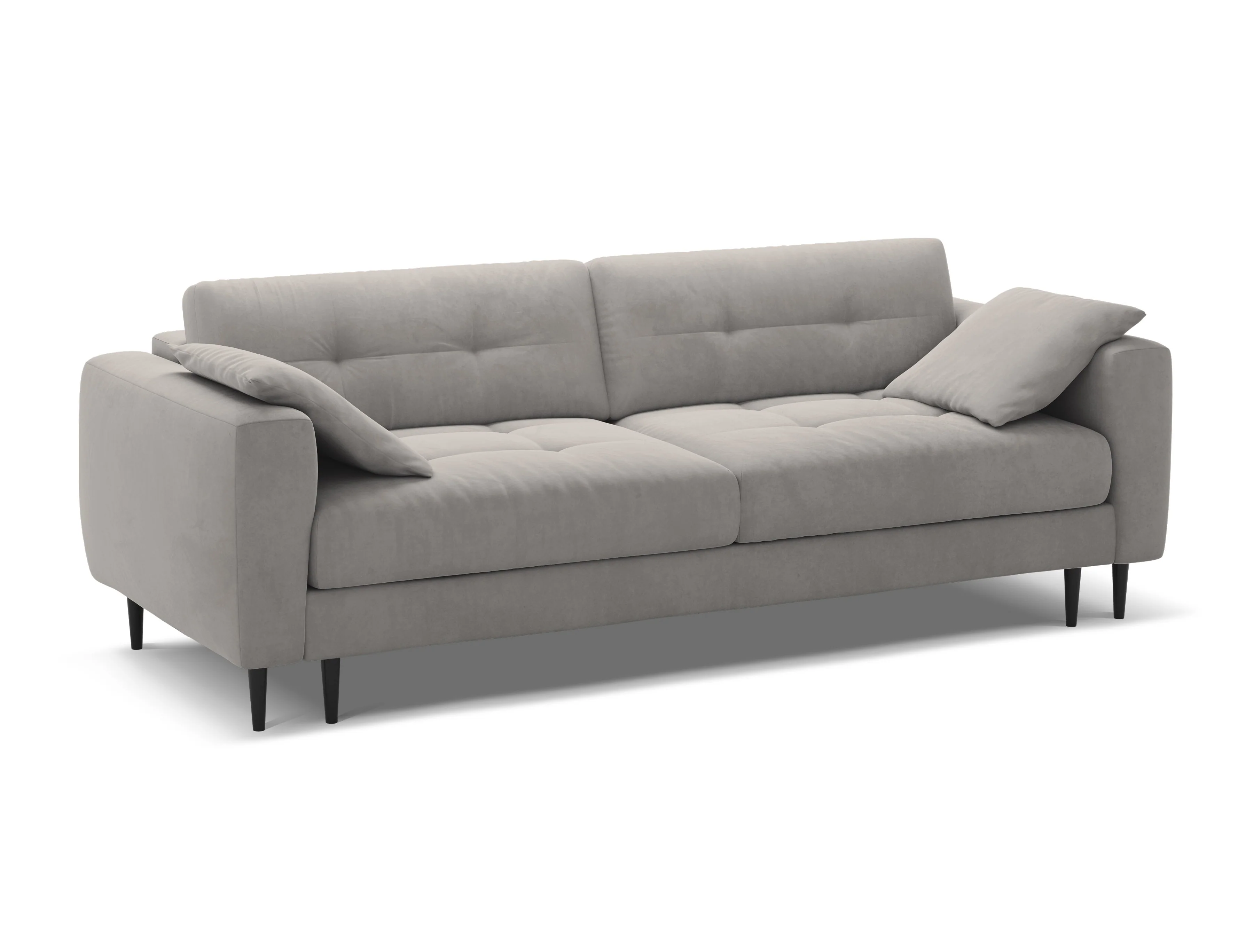 Sofa aksamitna 3-osobowa z funkcją spania BEMY szary