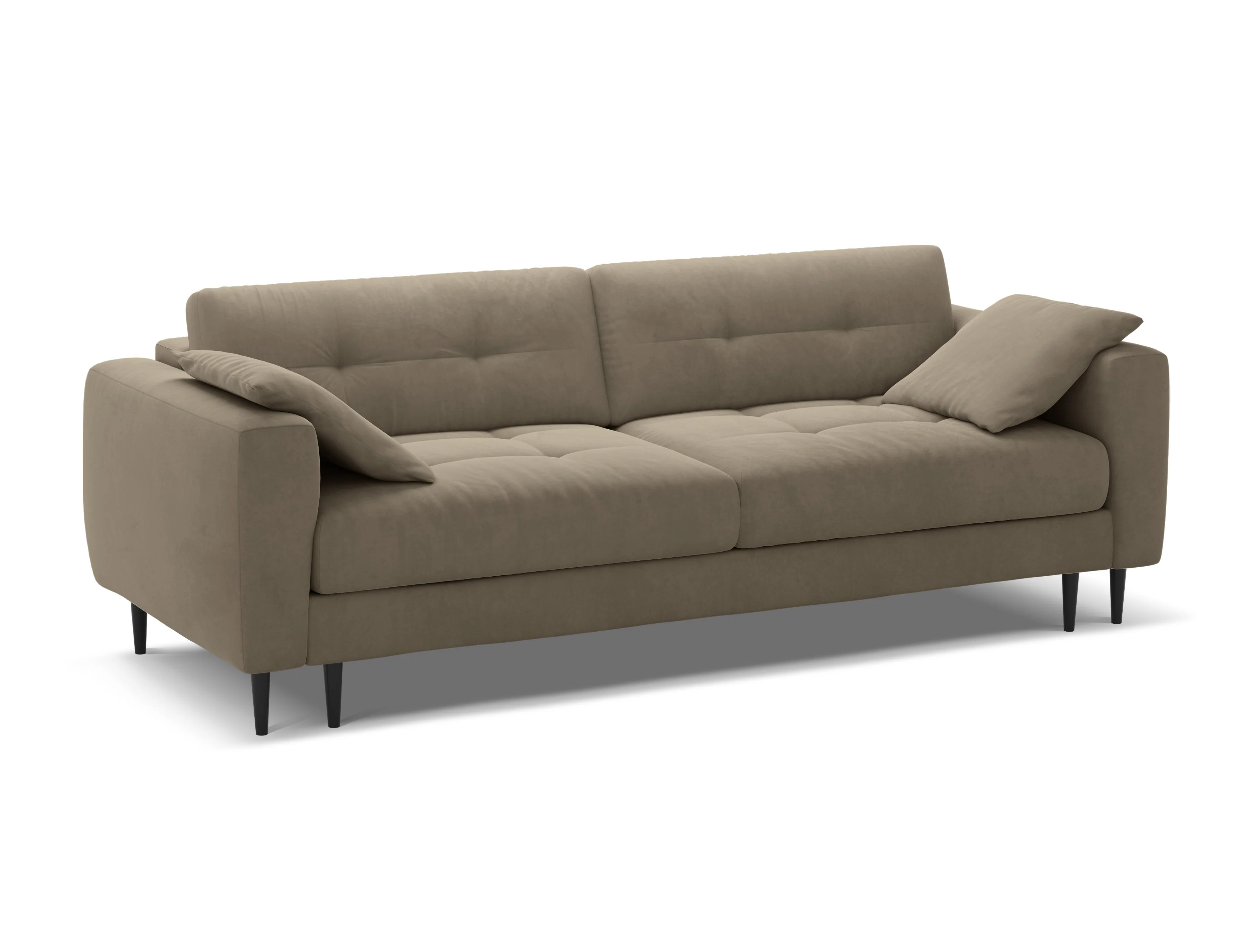 Sofa aksamitna 3-osobowa z funkcją spania BEMY szary brązowy