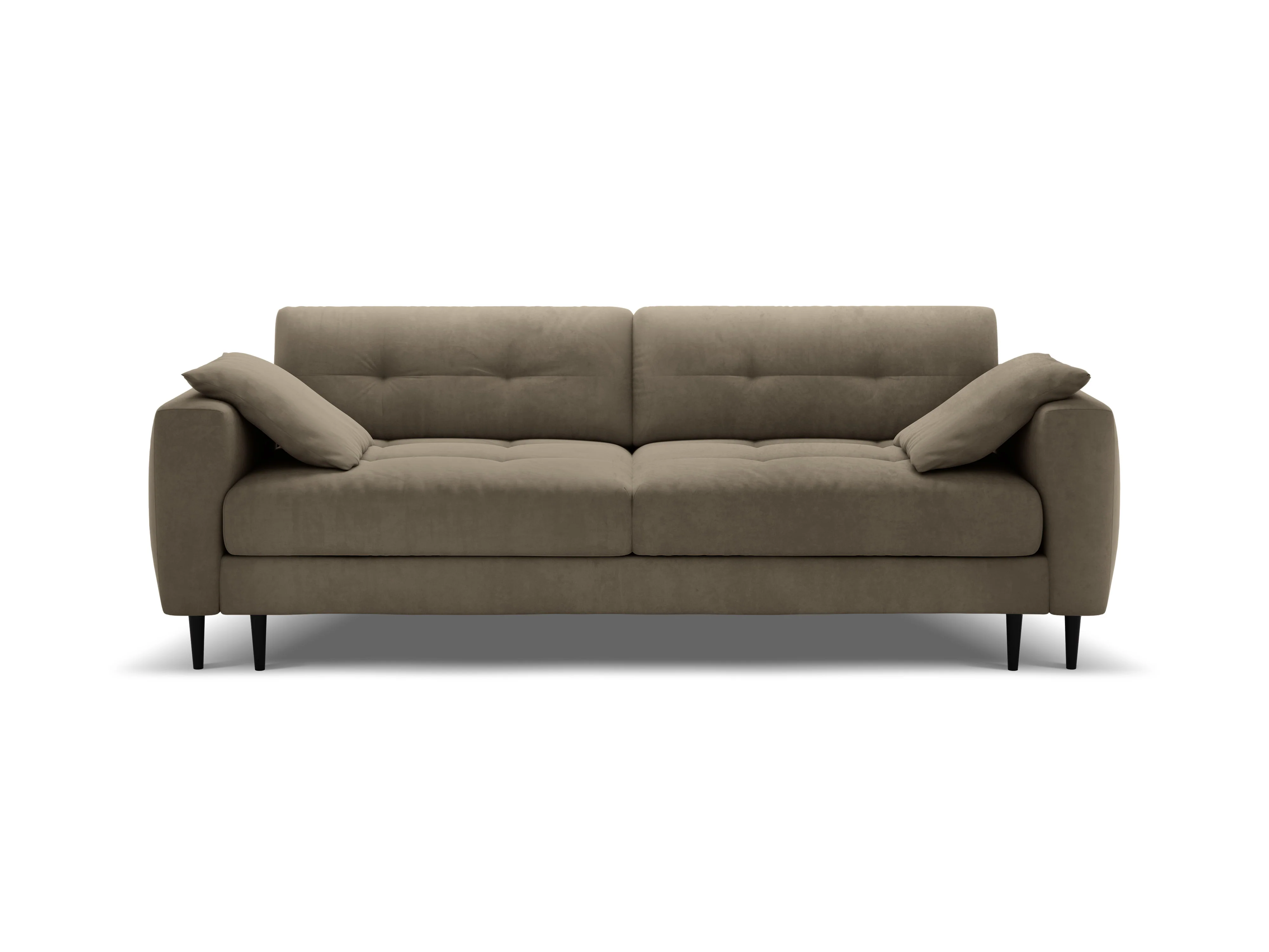 Sofa aksamitna 3-osobowa z funkcją spania BEMY szary brązowy - Image 2
