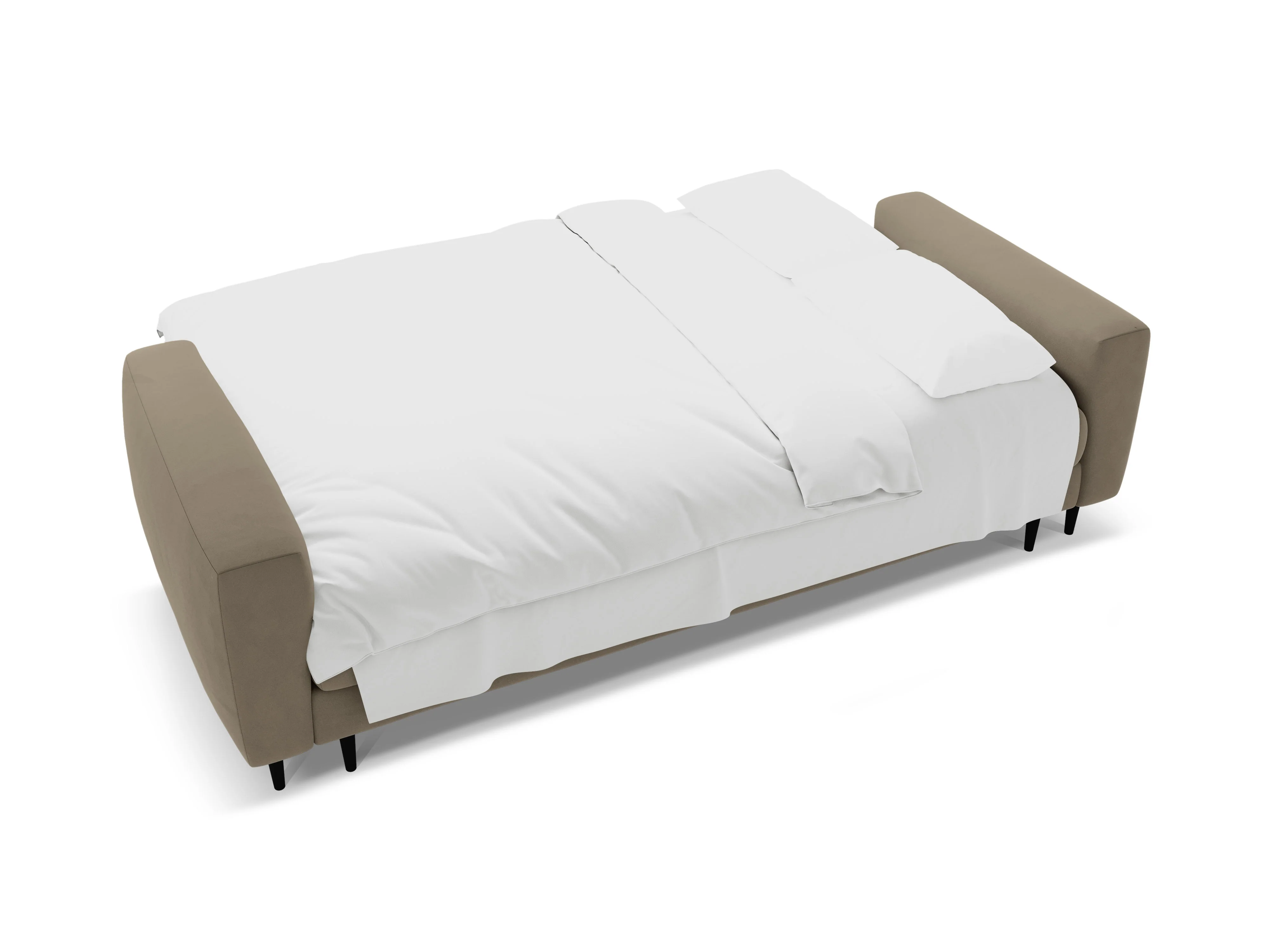 Sofa aksamitna 3-osobowa z funkcją spania BEMY szary brązowy - Image 4