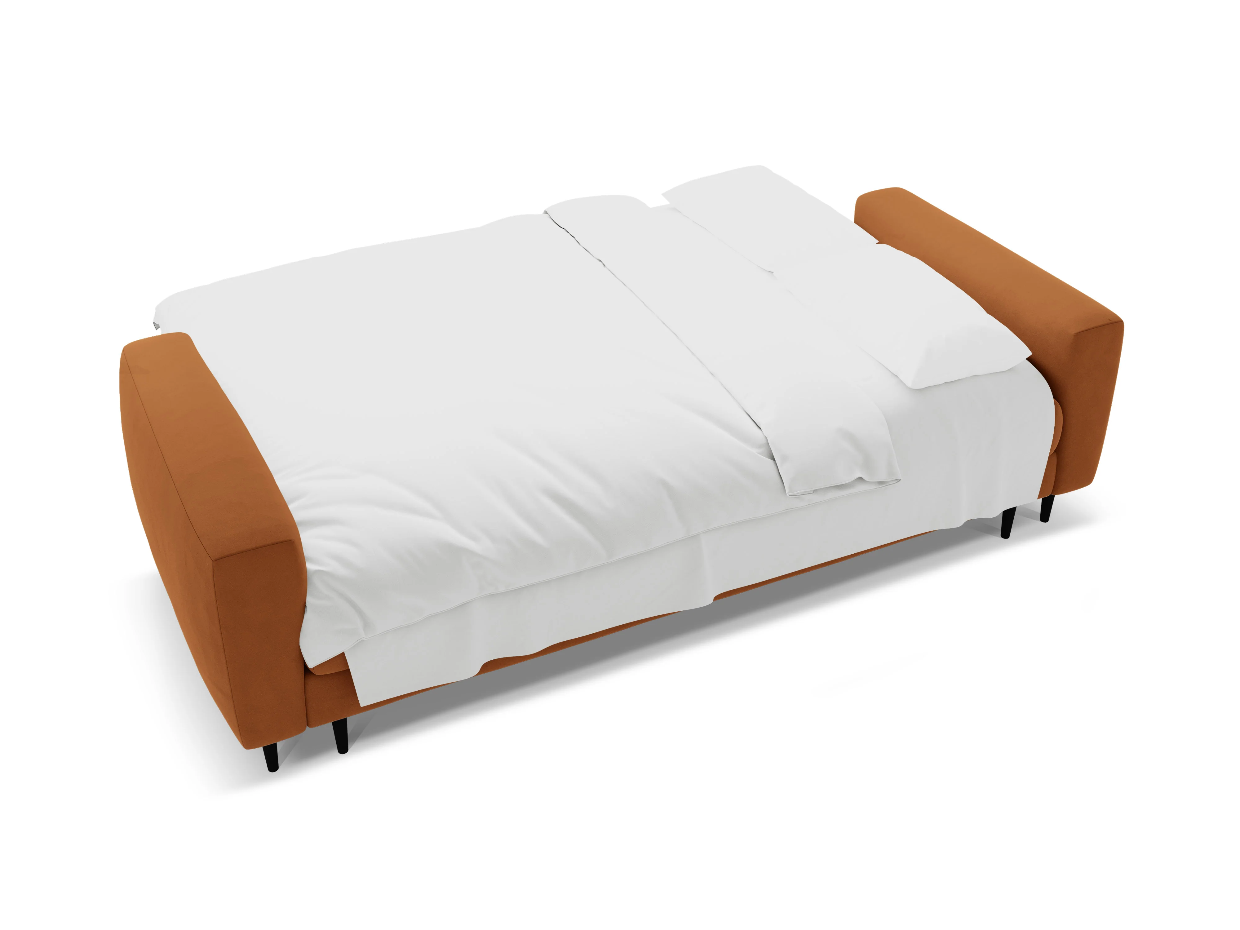 Sofa aksamitna 3-osobowa z funkcją spania BEMY terakota - Image 5