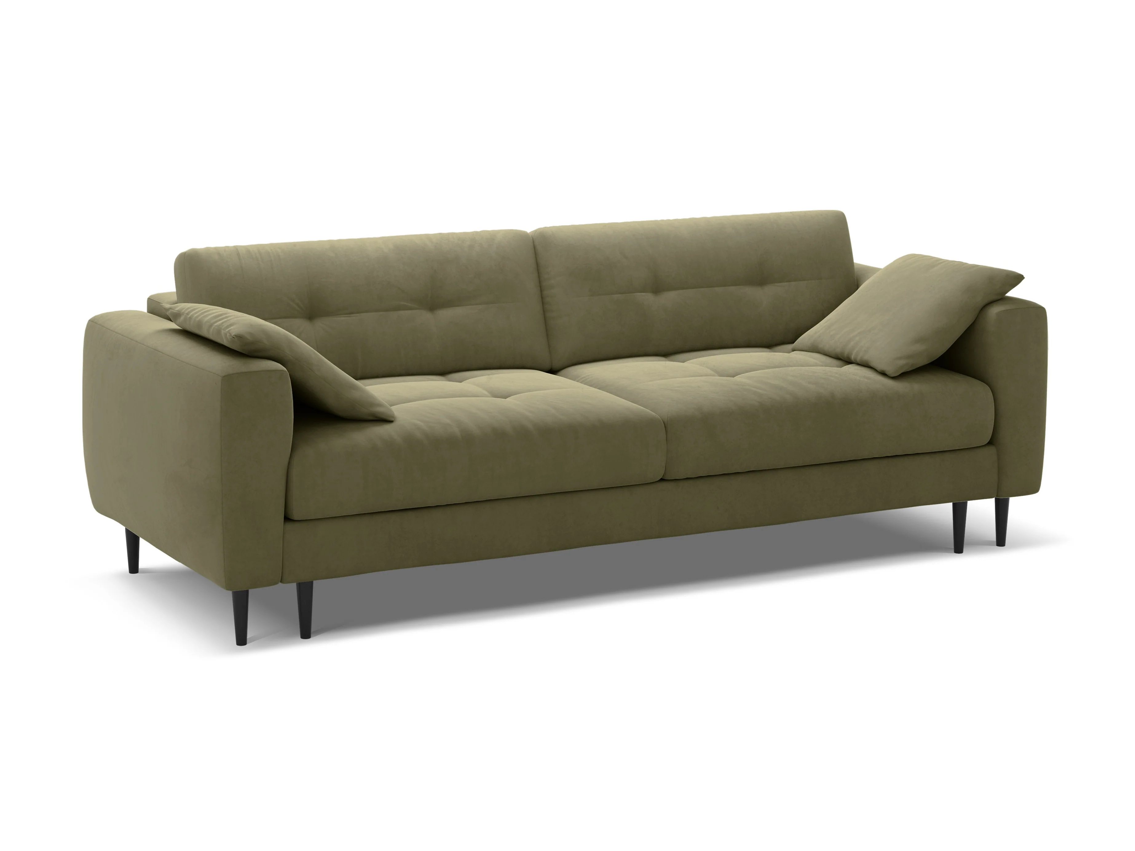 Sofa aksamitna 3-osobowa z funkcją spania BEMY oliwkowy