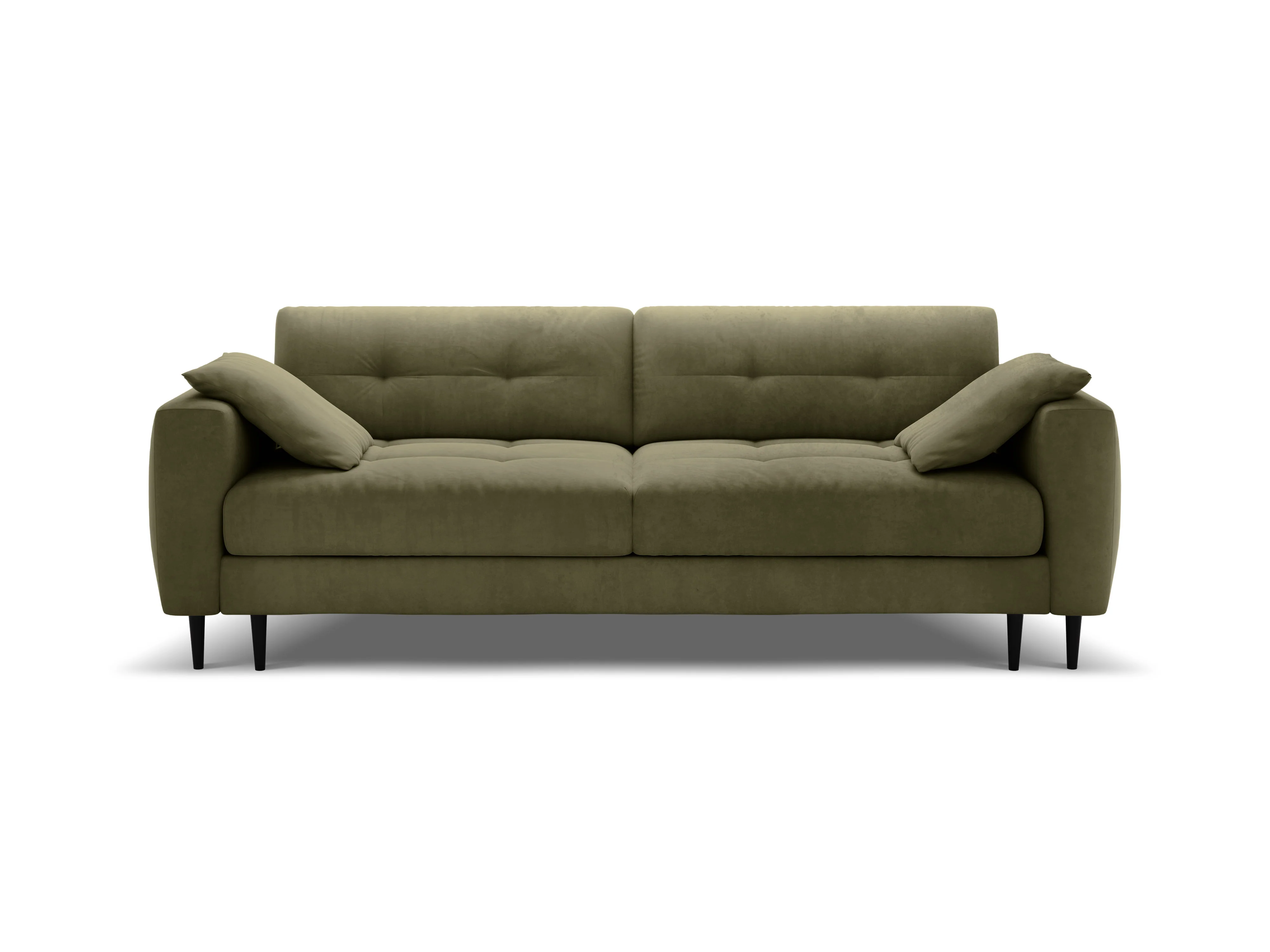 Sofa aksamitna 3-osobowa z funkcją spania BEMY oliwkowy - Image 2