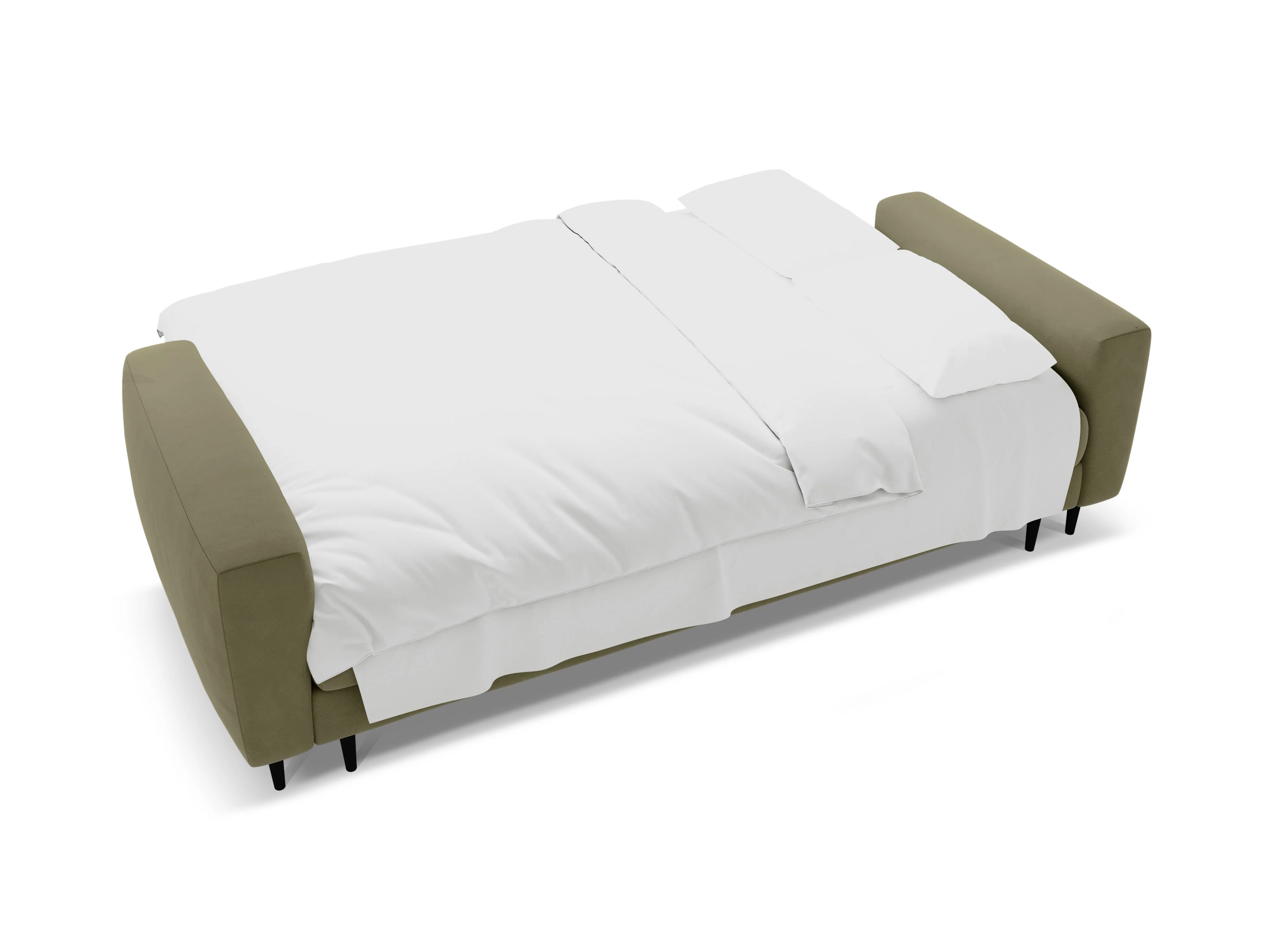 Sofa aksamitna 3-osobowa z funkcją spania BEMY oliwkowy - Image 5