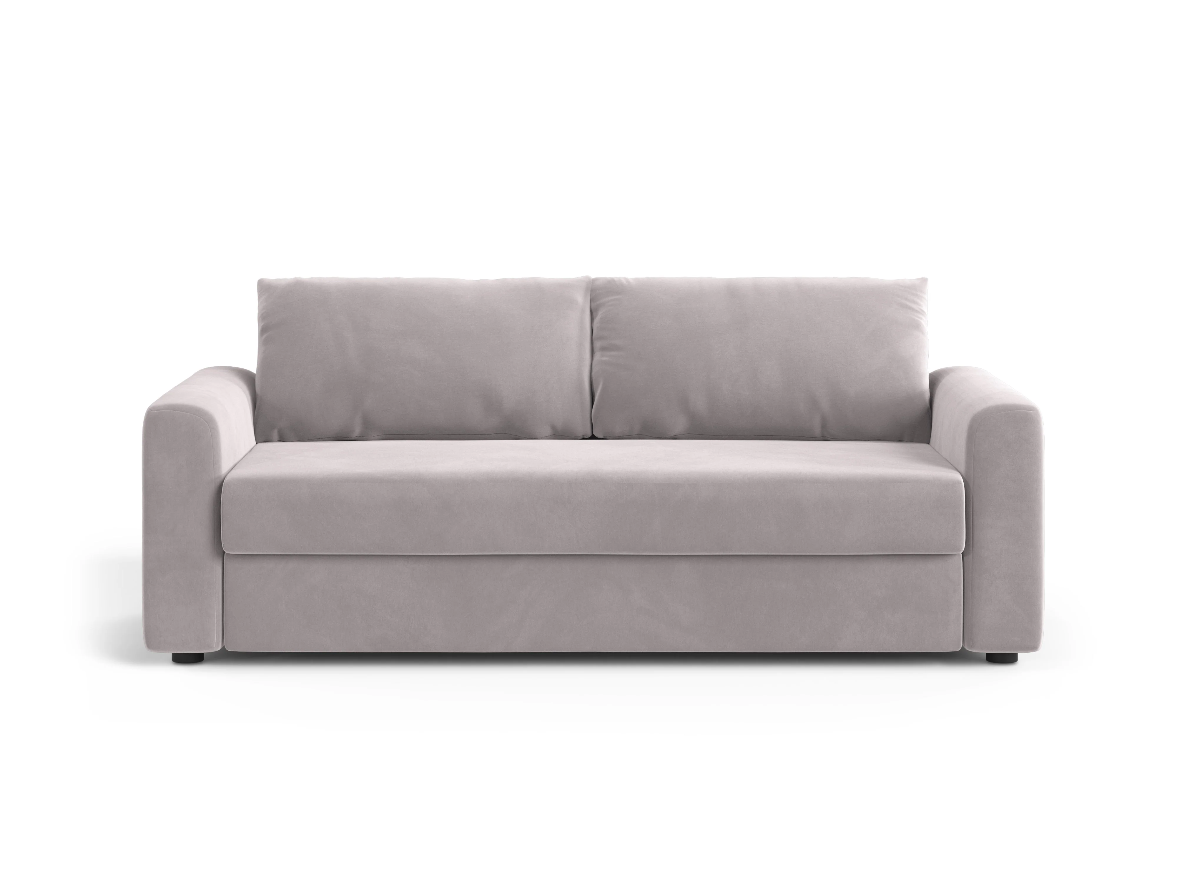 Sofa aksamitna 3-osobowa z funkcją spania DAVID jasny szary - Image 2