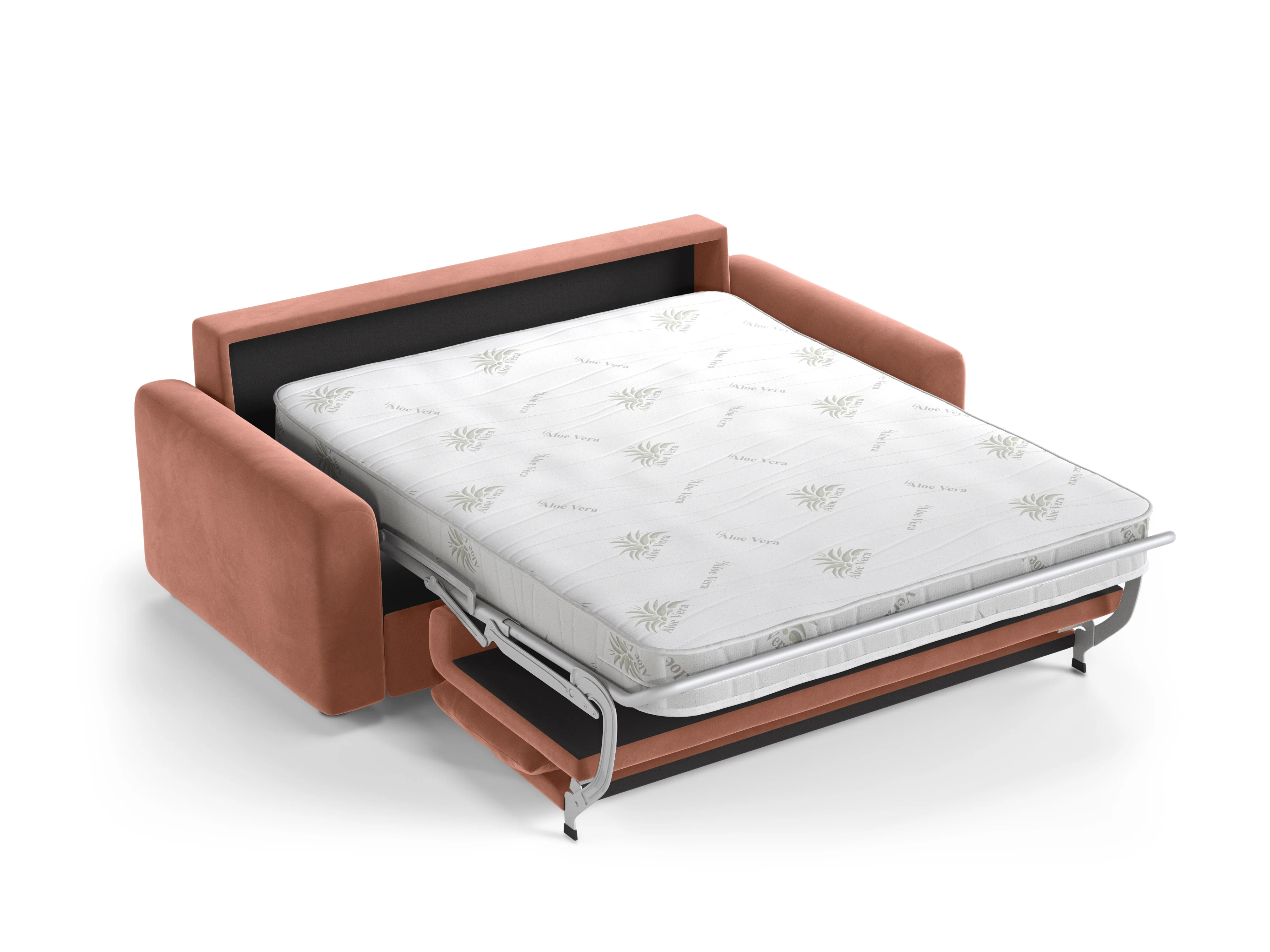 Sofa aksamitna 3-osobowa z funkcją spania DAVID różowy - Image 4