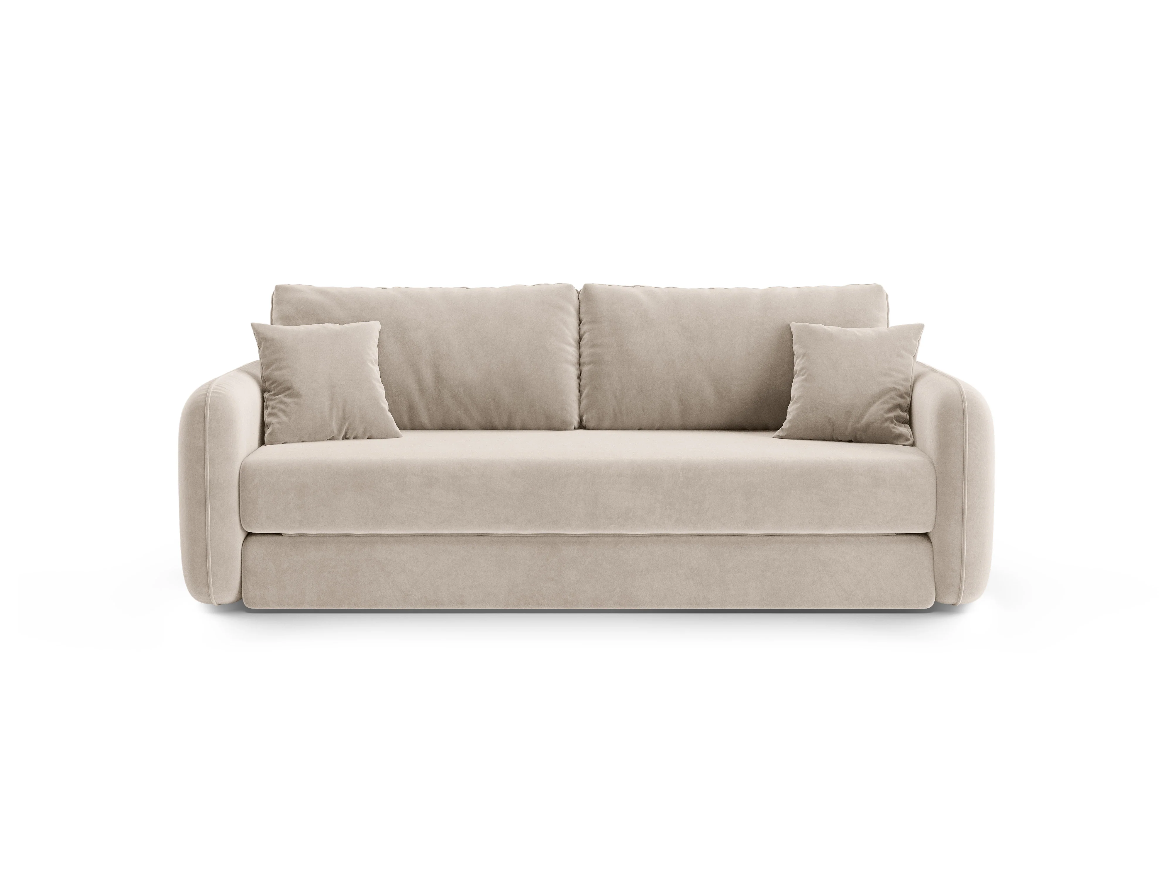 Sofa aksamitna 3-osobowa z funkcją spania DORMI beżowy - Image 4
