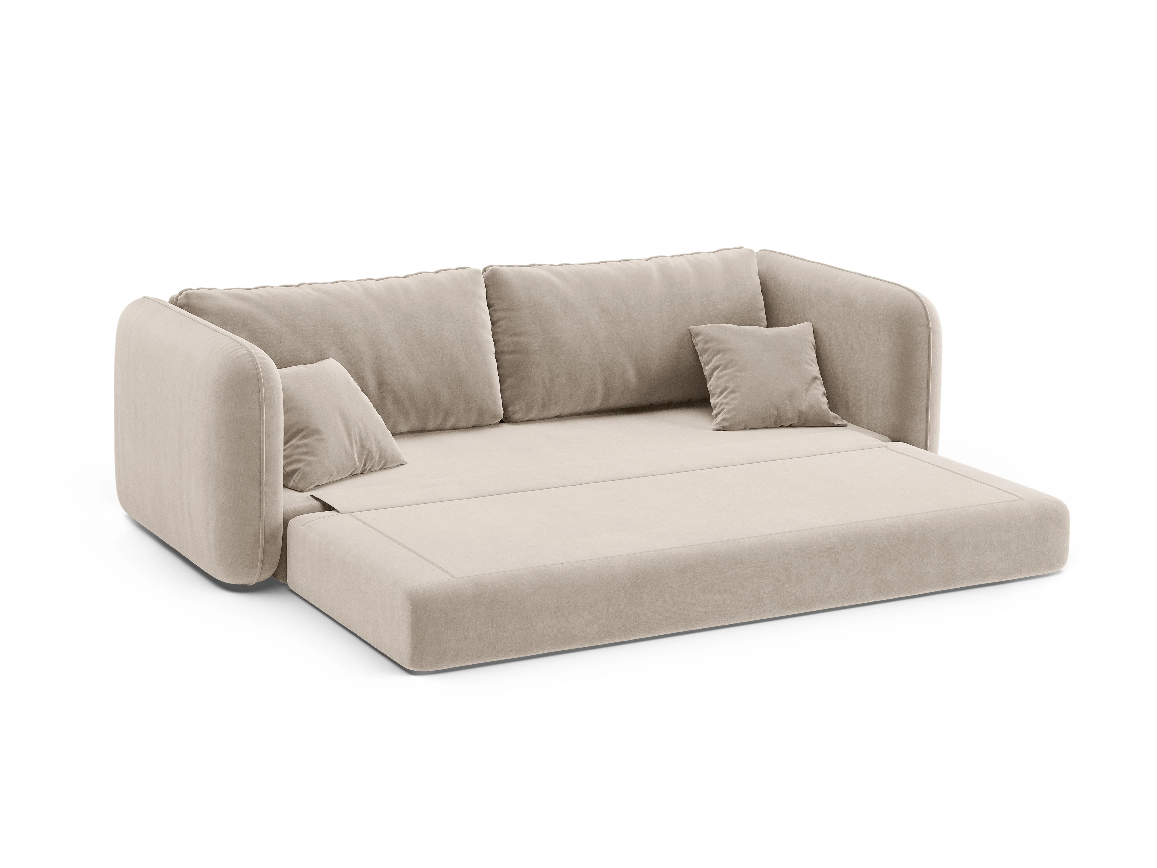 Sofa aksamitna 3-osobowa z funkcją spania DORMI beżowy - Image 5