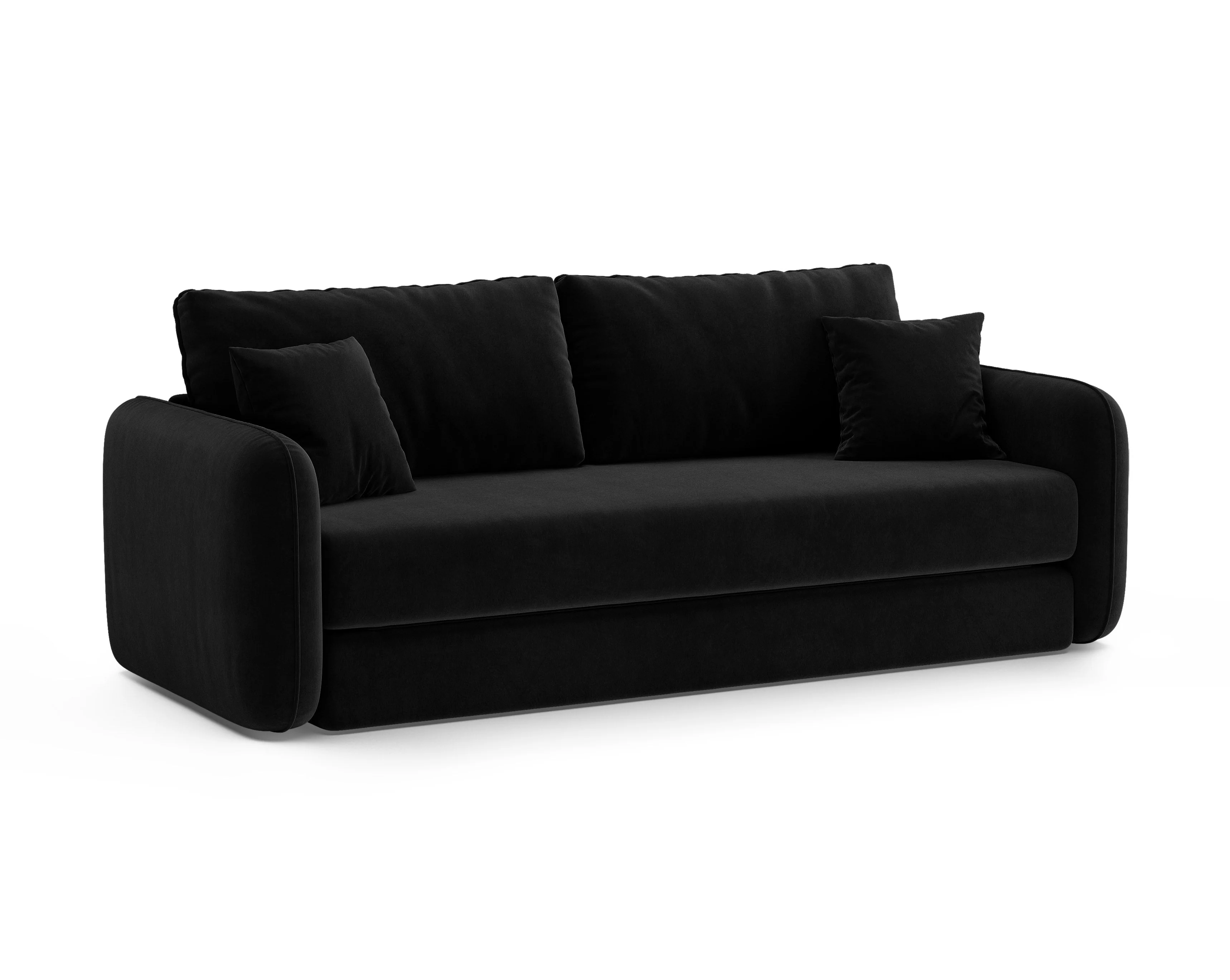 Sofa aksamitna 3-osobowa z funkcją spania DORMI czarny