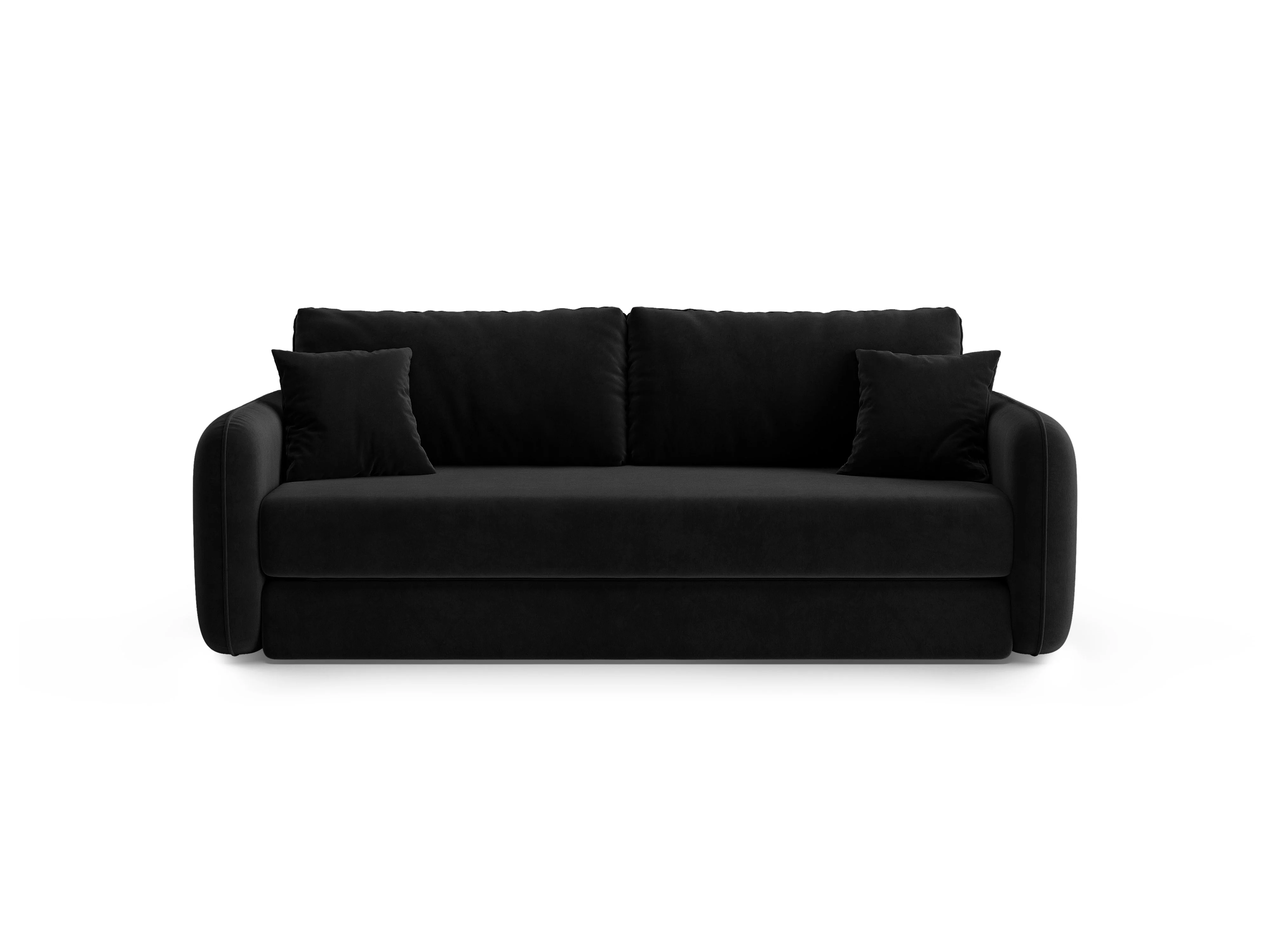 Sofa aksamitna 3-osobowa z funkcją spania DORMI czarny - Image 4