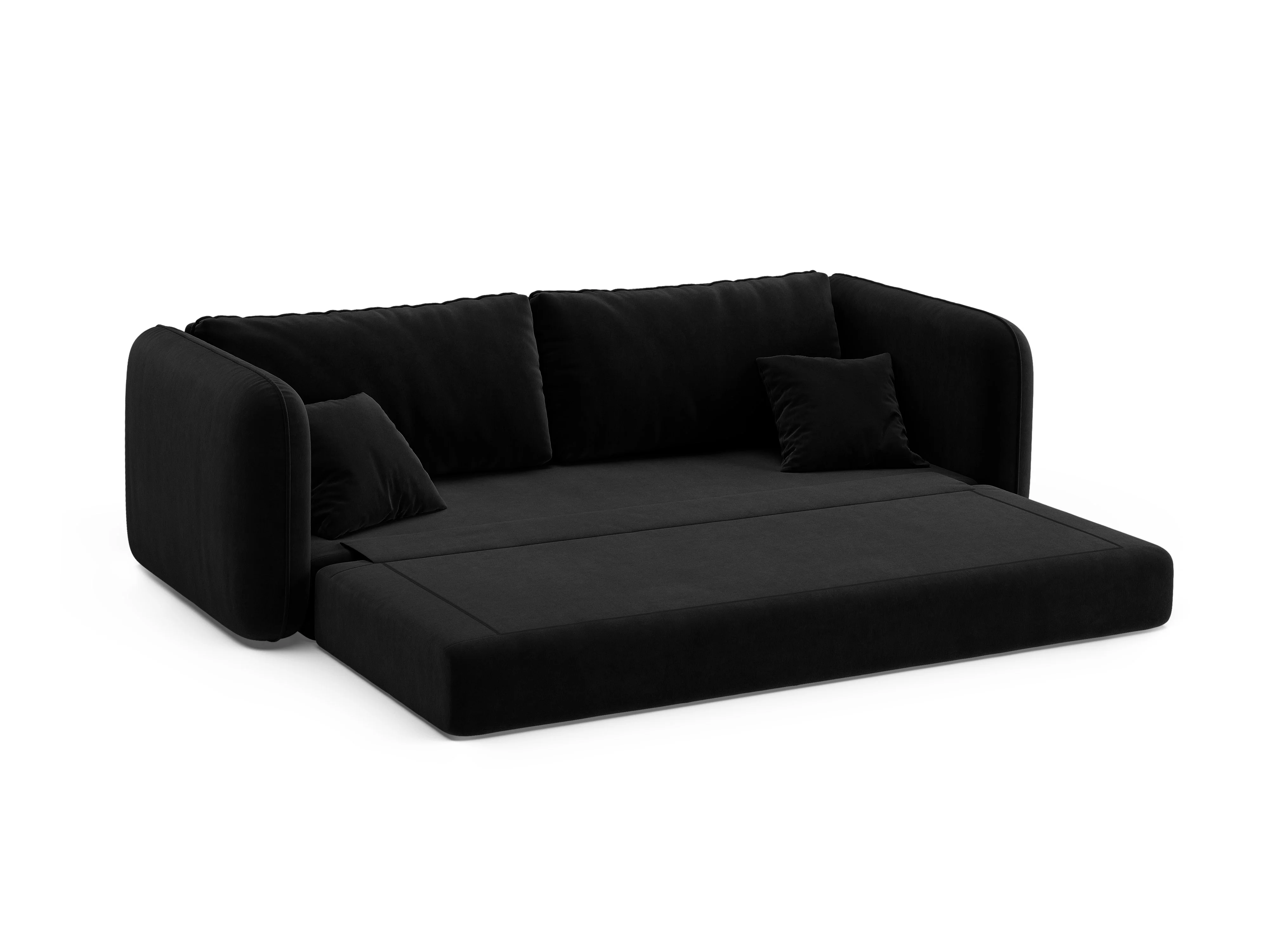 Sofa aksamitna 3-osobowa z funkcją spania DORMI czarny - Image 6
