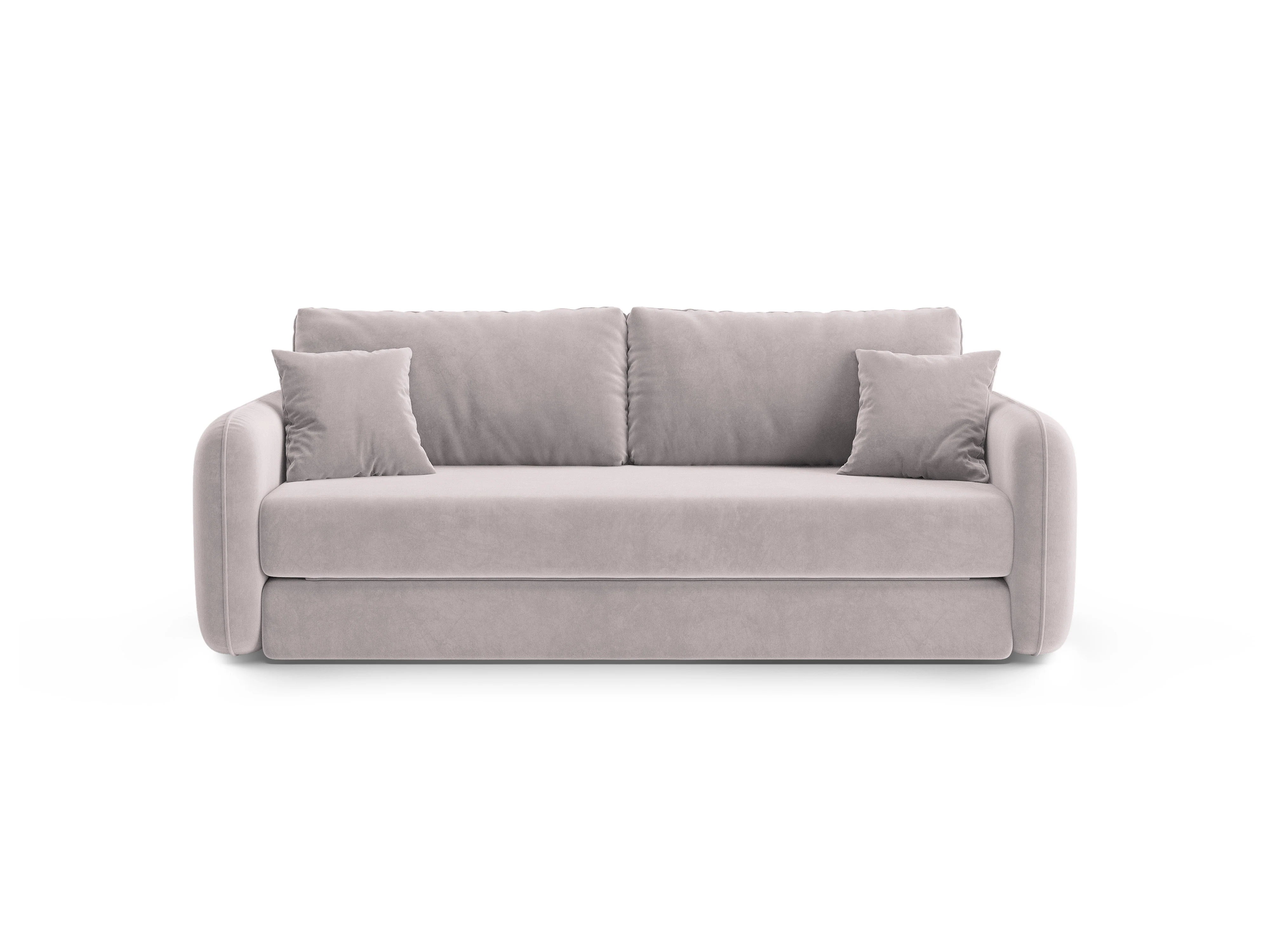 Sofa aksamitna 3-osobowa z funkcją spania DORMI jasny szary - Image 4
