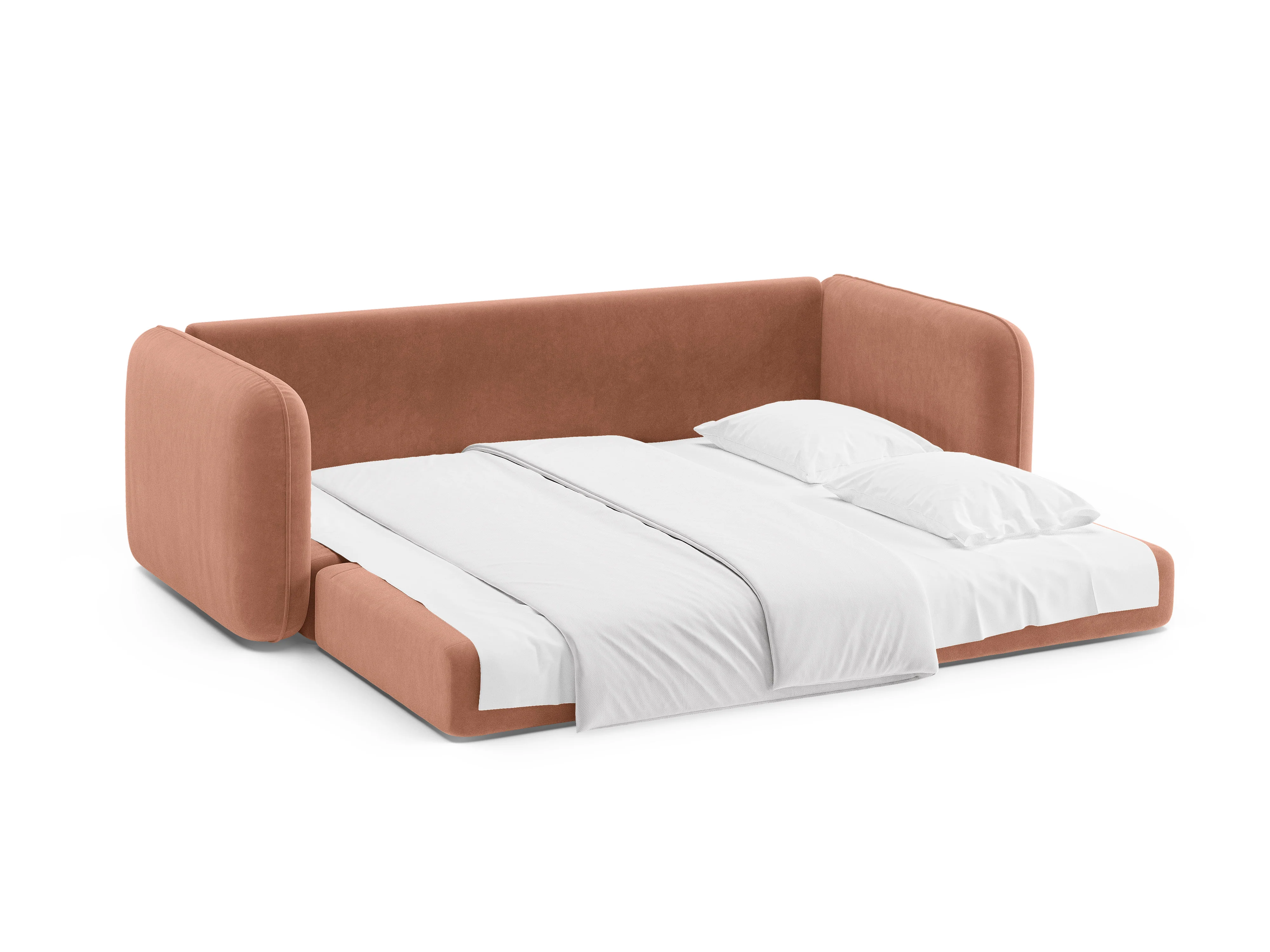 Sofa aksamitna 3-osobowa z funkcją spania DORMI różowy - Image 7