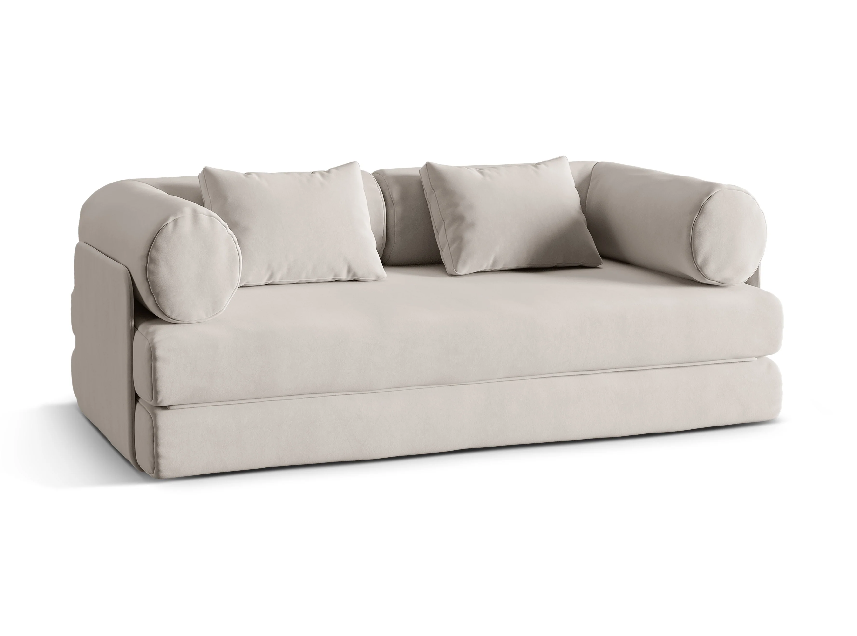 Sofa aksamitna 3-osobowa z funkcją spania DREAMY beżowy