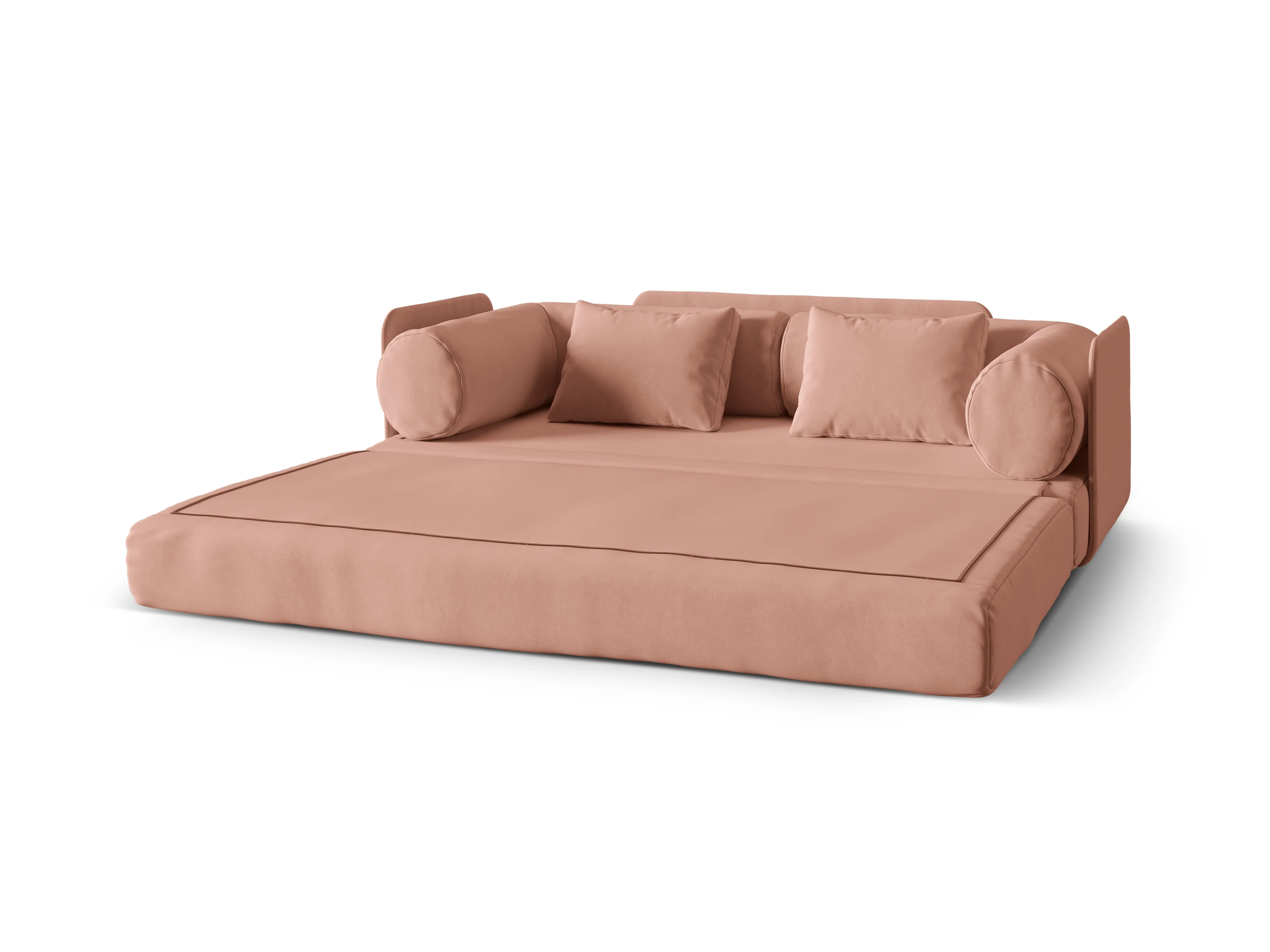 Sofa aksamitna 3-osobowa z funkcją spania DREAMY różowy - Image 4