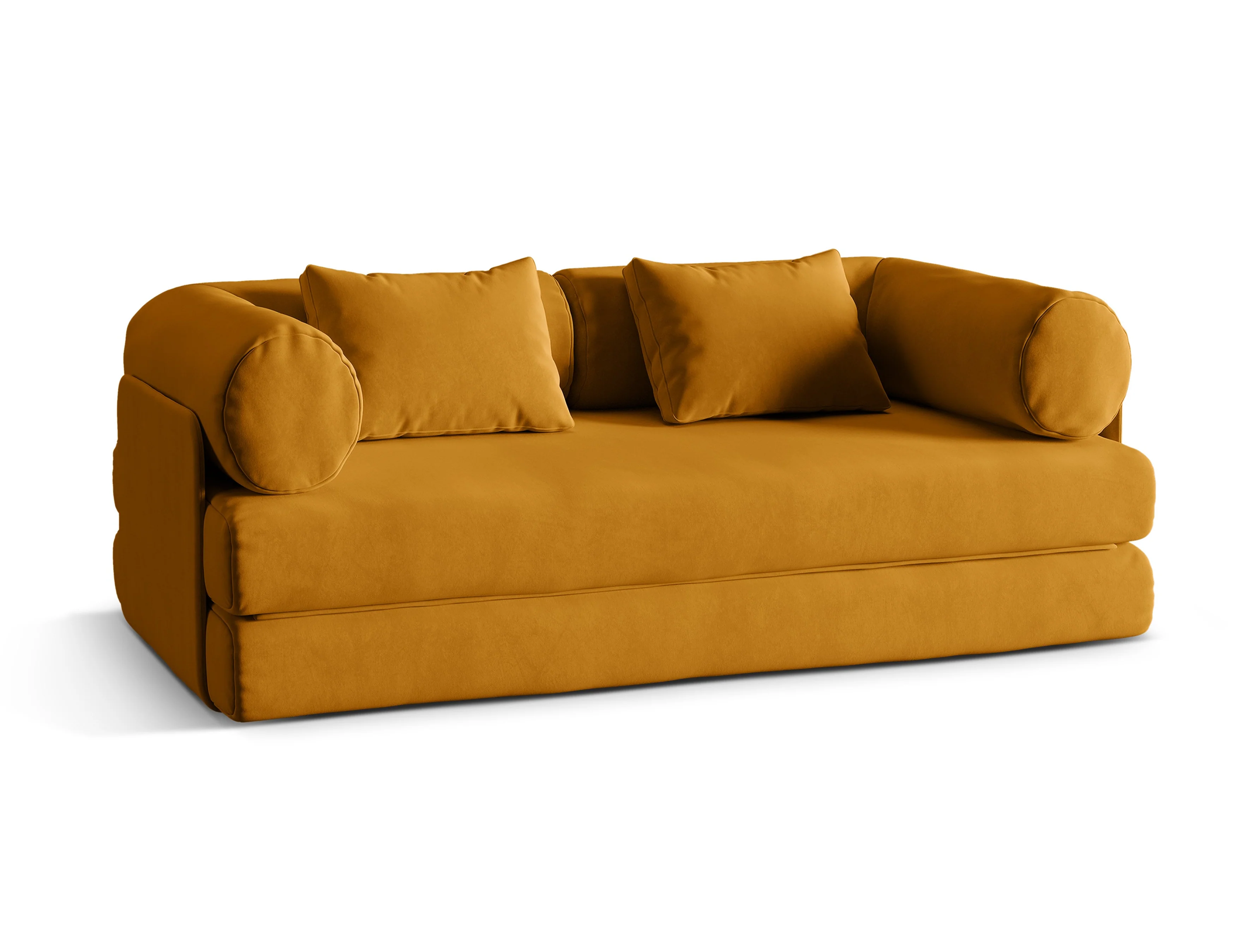 Sofa aksamitna 3-osobowa z funkcją spania DREAMY żółty