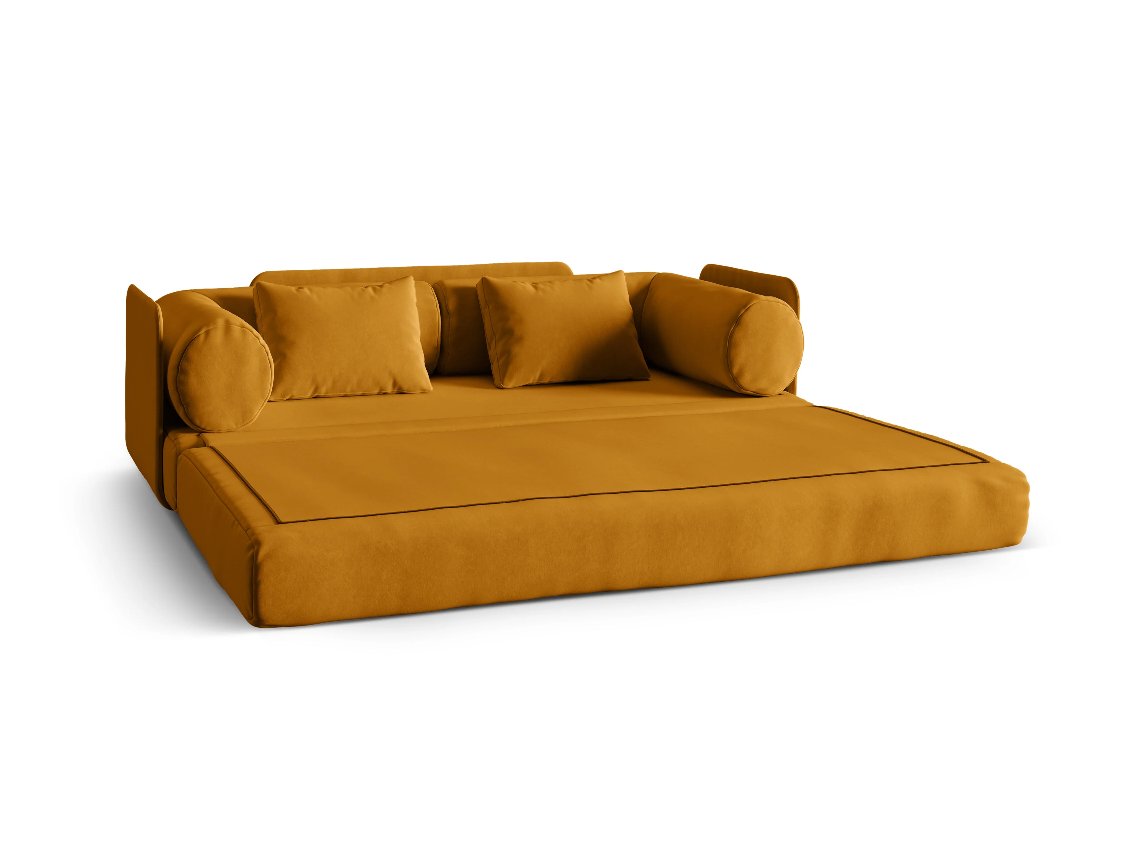 Sofa aksamitna 3-osobowa z funkcją spania DREAMY żółty - Image 2
