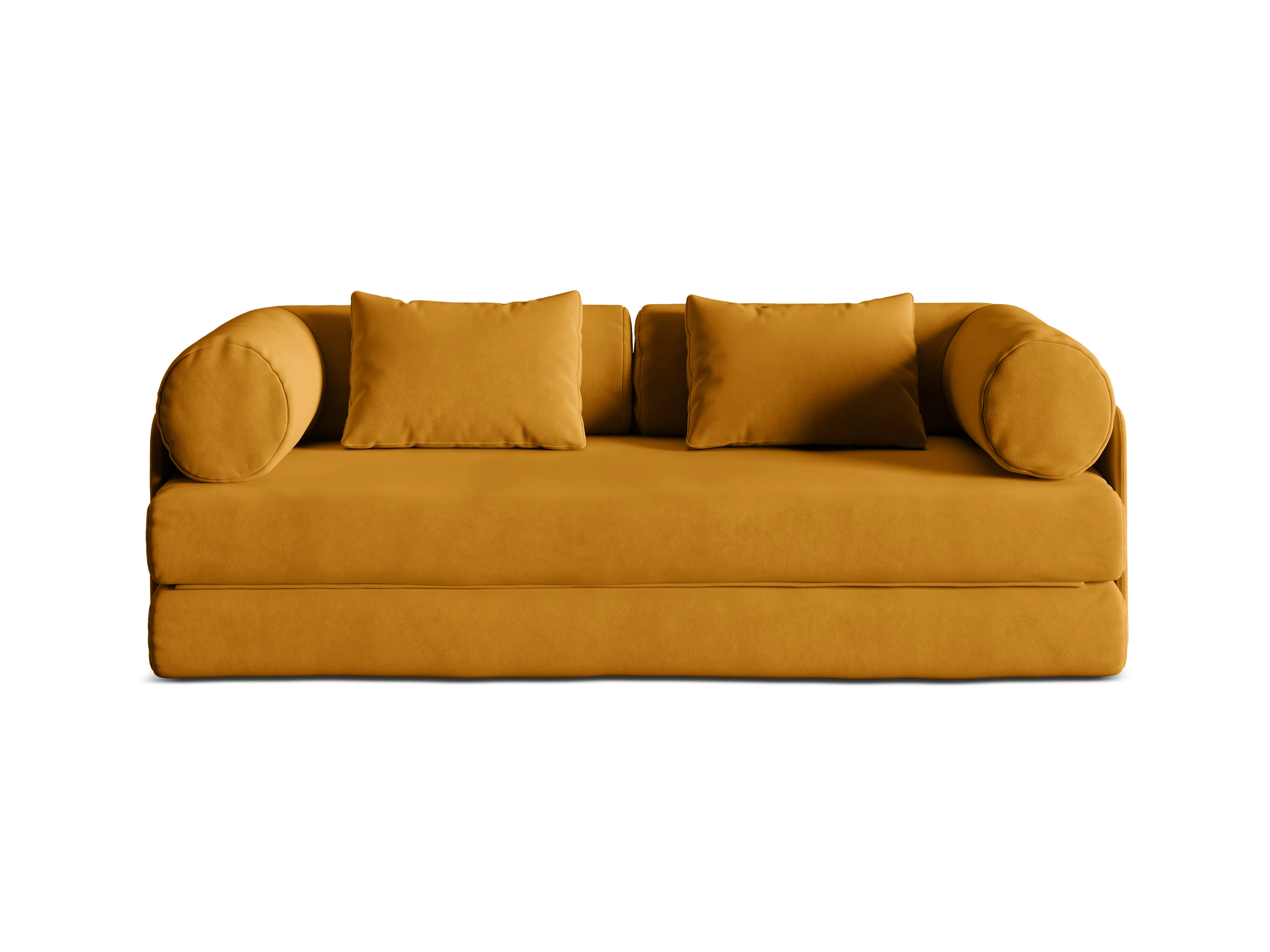Sofa aksamitna 3-osobowa z funkcją spania DREAMY żółty - Image 3