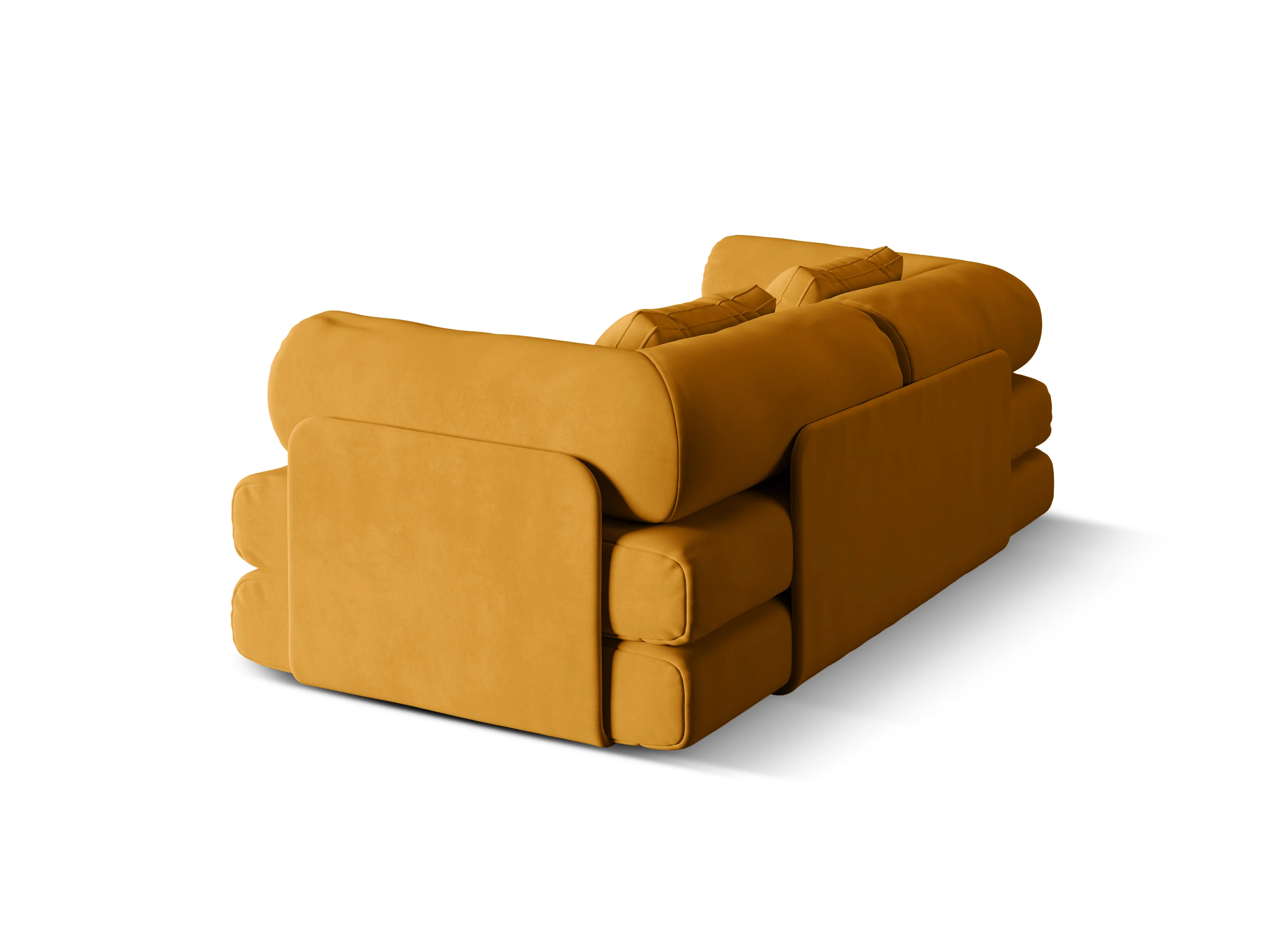 Sofa aksamitna 3-osobowa z funkcją spania DREAMY żółty - Image 4