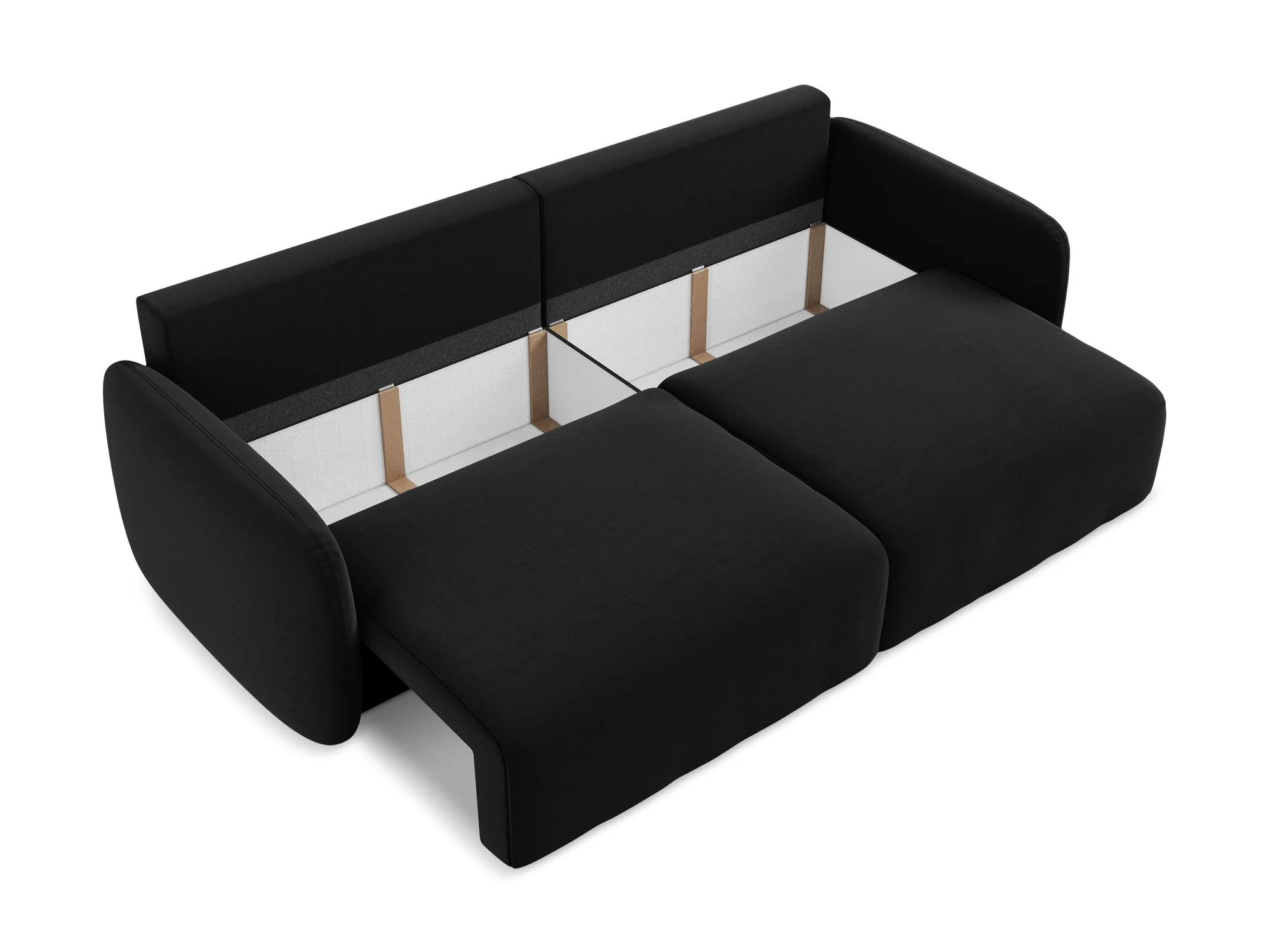 Sofa aksamitna 3-osobowa z funkcją spania KALENA czarny - Image 5