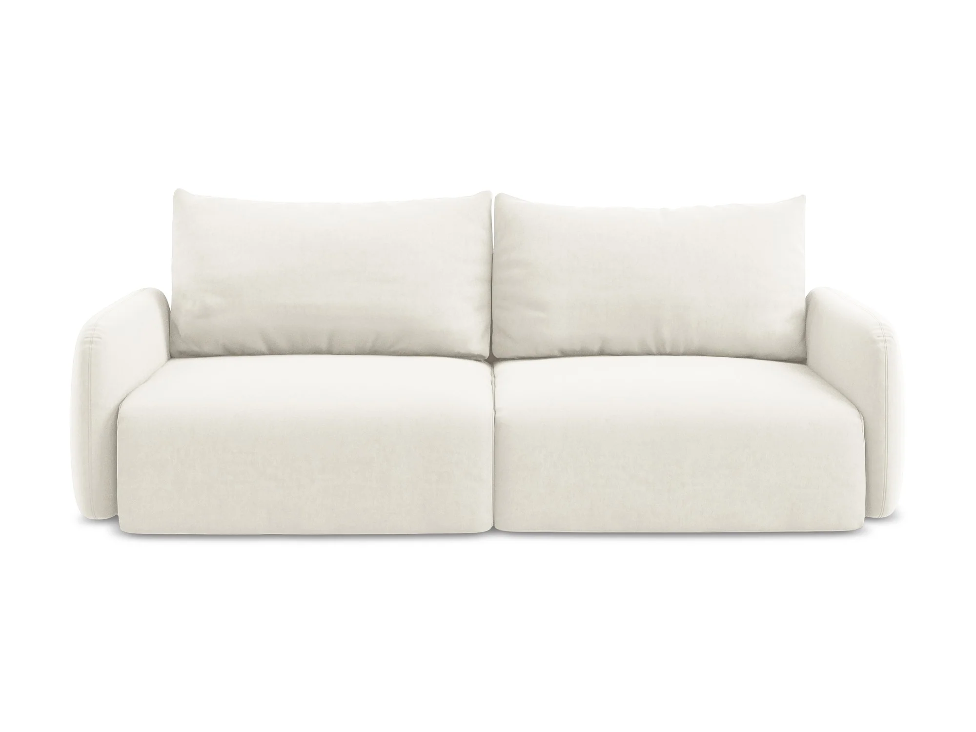 Sofa aksamitna 3-osobowa z funkcją spania KALENA jasnobeżowy - Image 2