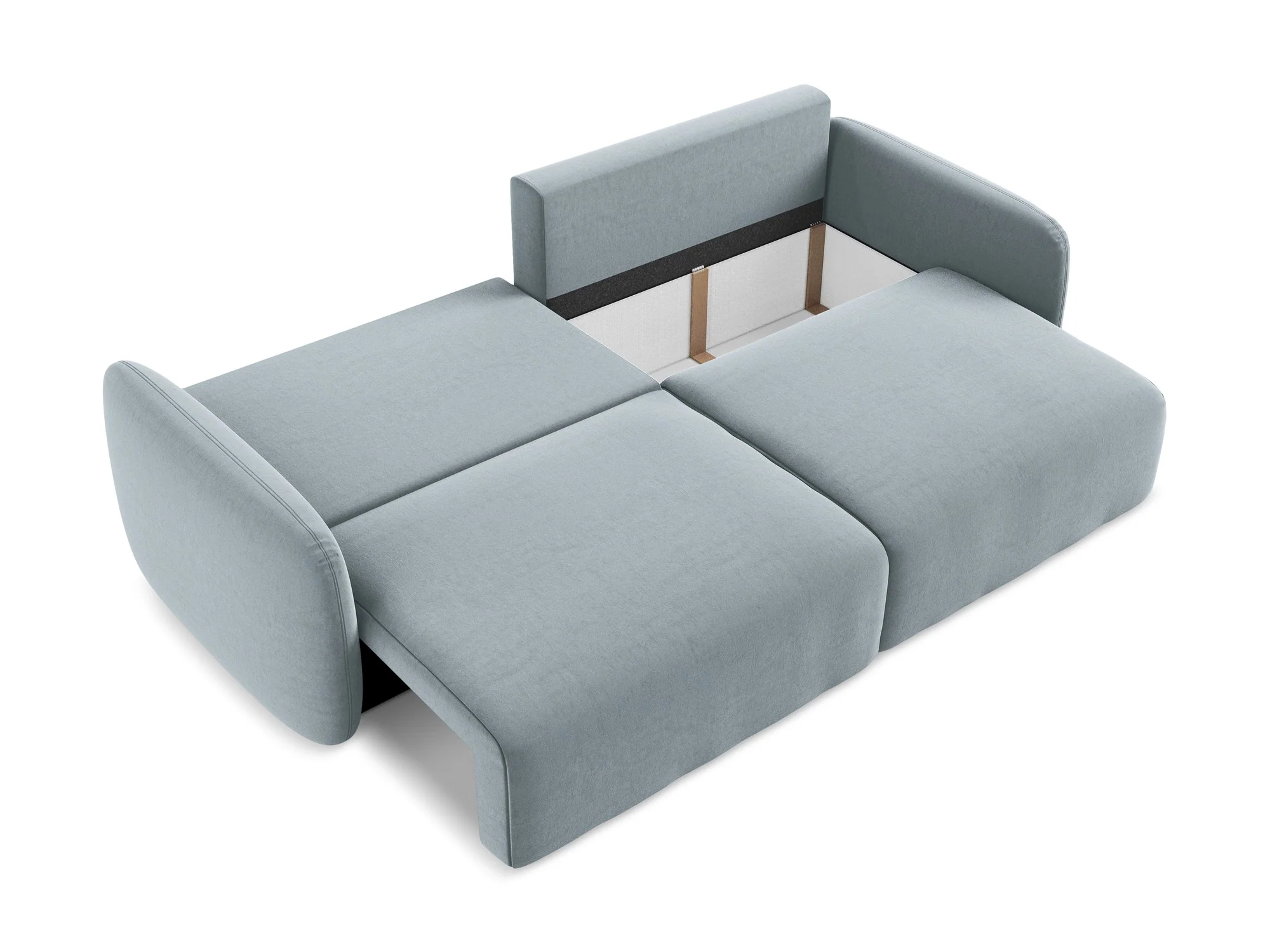 Sofa aksamitna 3-osobowa z funkcją spania KALENA jasnoniebieski - Image 5