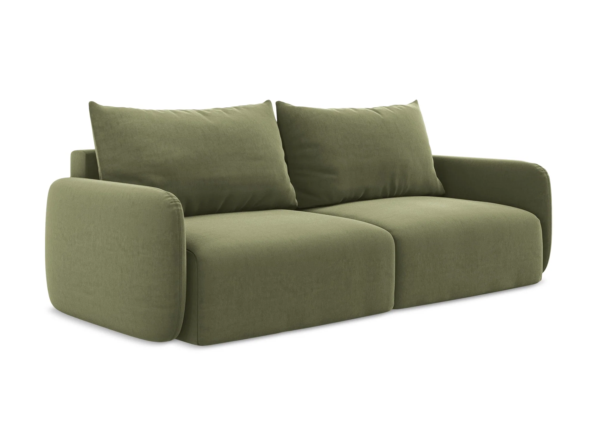 Sofa aksamitna 3-osobowa z funkcją spania KALENA oliwkowy