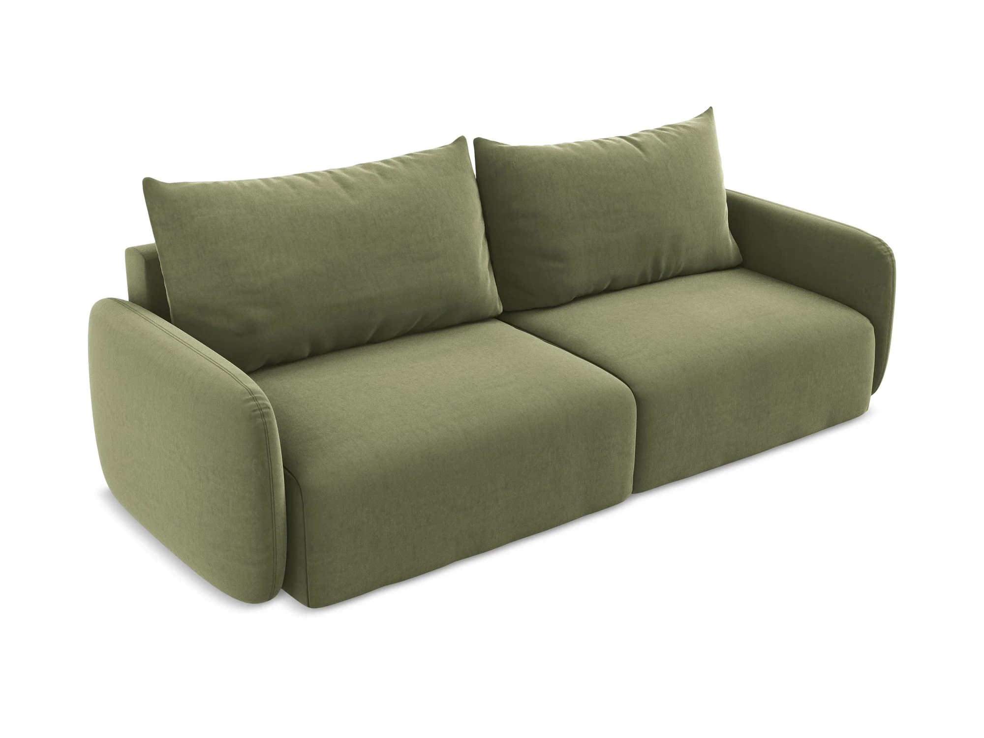 Sofa aksamitna 3-osobowa z funkcją spania KALENA oliwkowy - Image 3