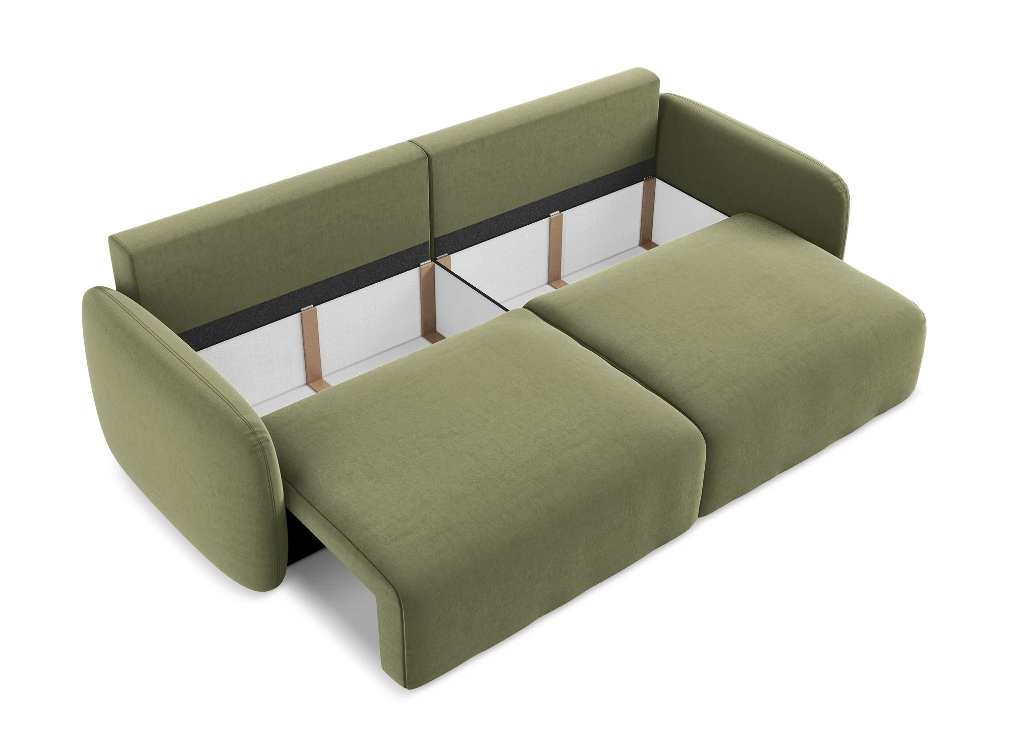 Sofa aksamitna 3-osobowa z funkcją spania KALENA oliwkowy - Image 4
