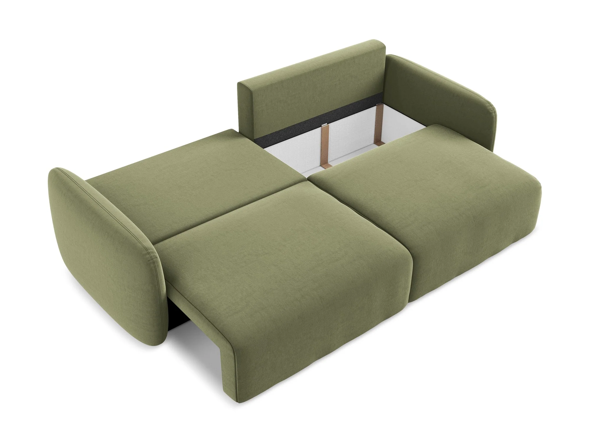 Sofa aksamitna 3-osobowa z funkcją spania KALENA oliwkowy - Image 5