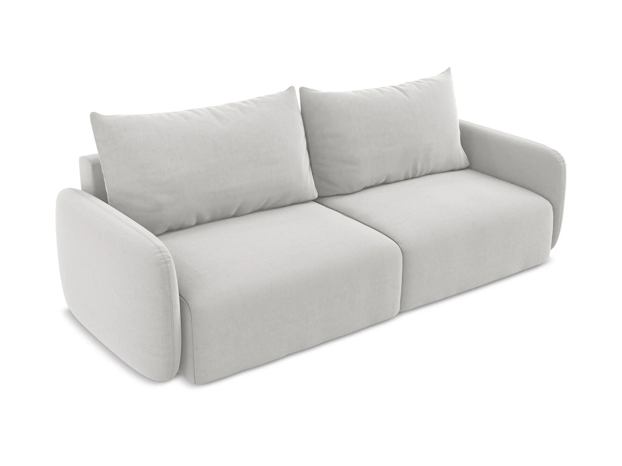 Sofa aksamitna 3-osobowa z funkcją spania KALENA srebrny - Image 3