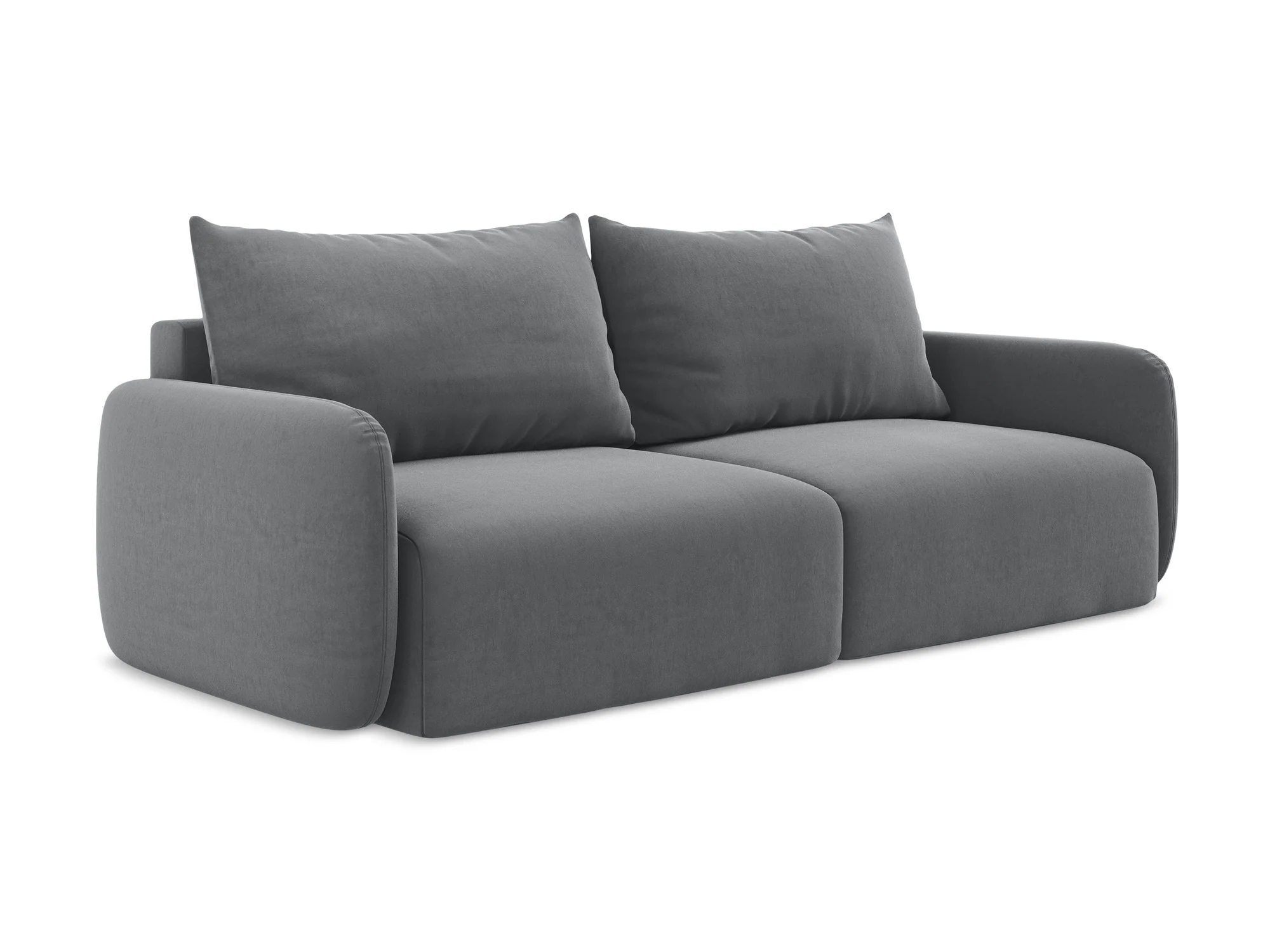 Sofa aksamitna 3-osobowa z funkcją spania KALENA stalowy szary