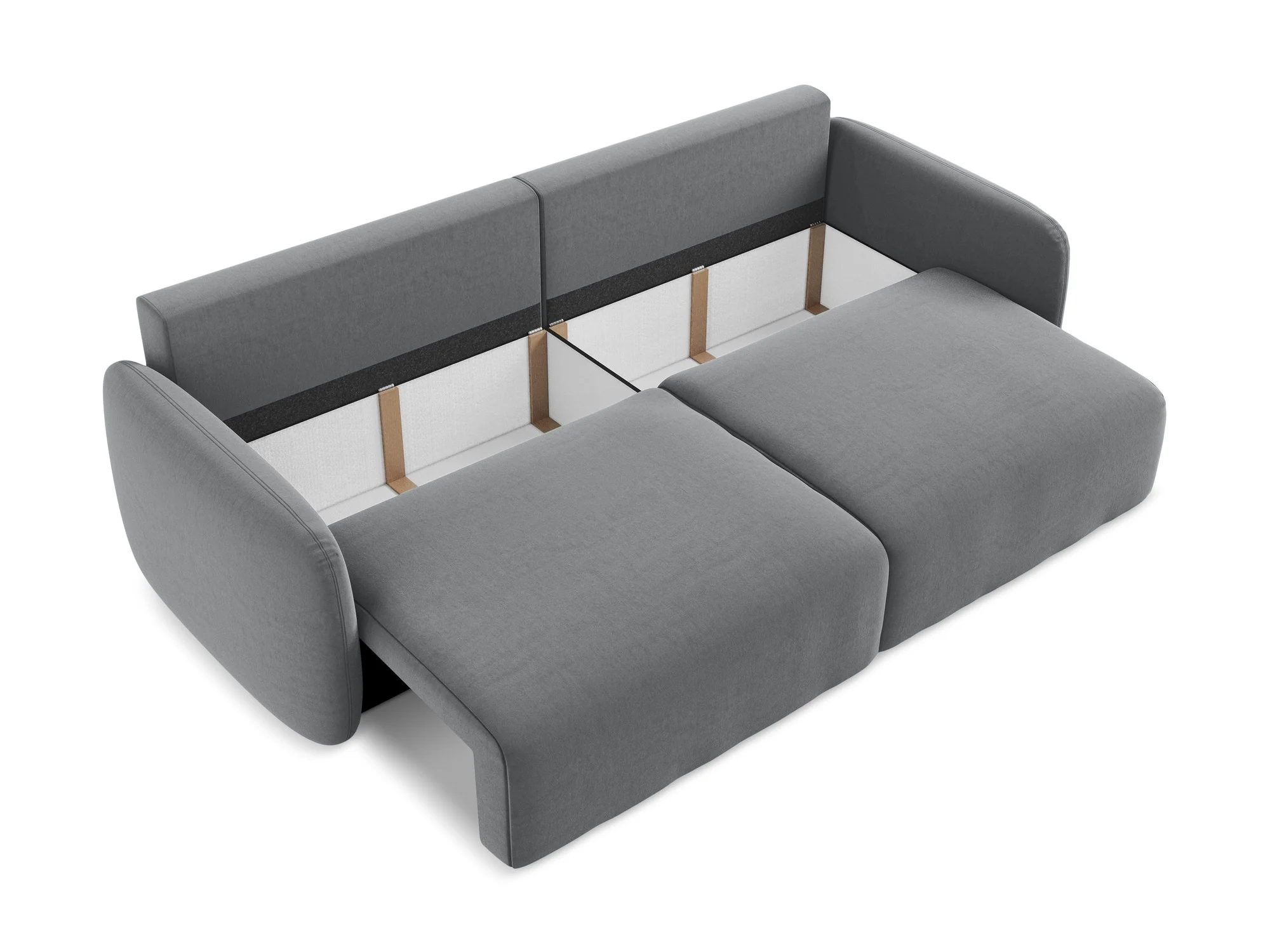 Sofa aksamitna 3-osobowa z funkcją spania KALENA stalowy szary - Image 4
