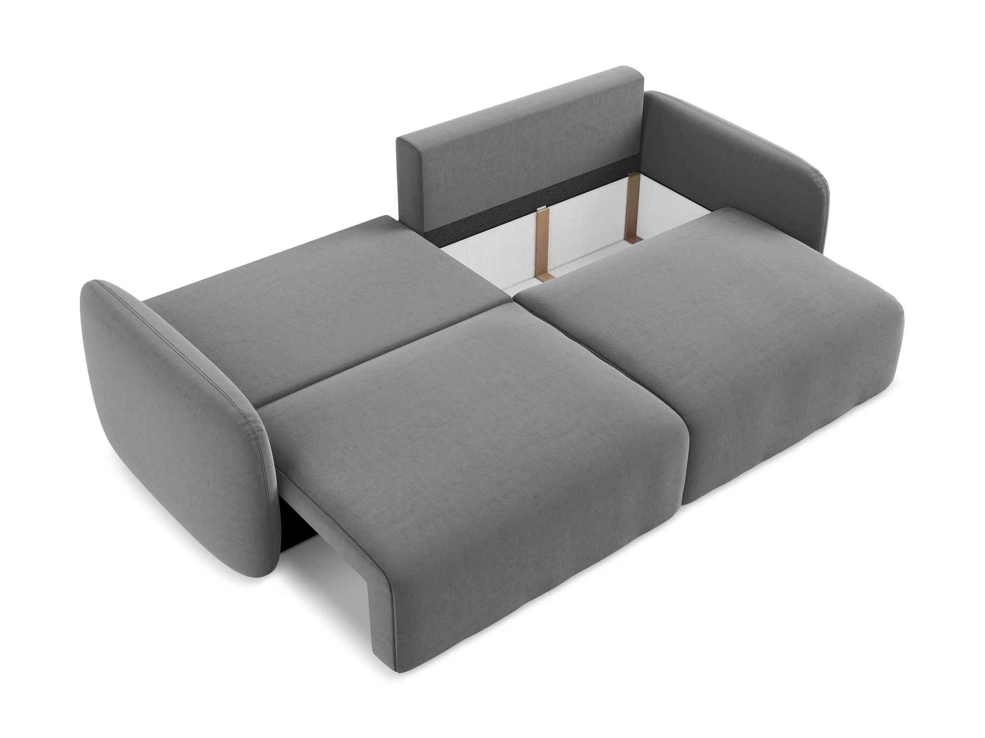 Sofa aksamitna 3-osobowa z funkcją spania KALENA stalowy szary - Image 5
