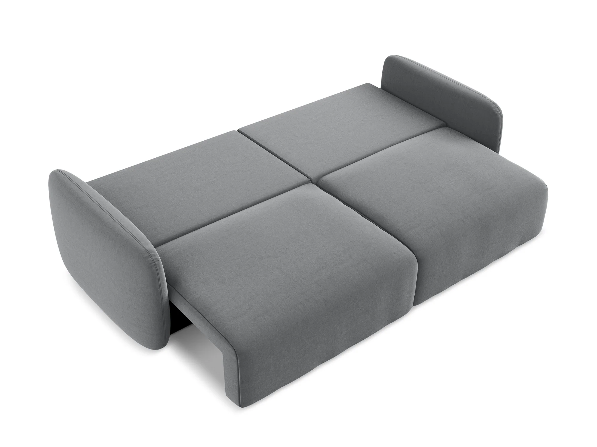 Sofa aksamitna 3-osobowa z funkcją spania KALENA stalowy szary - Image 6