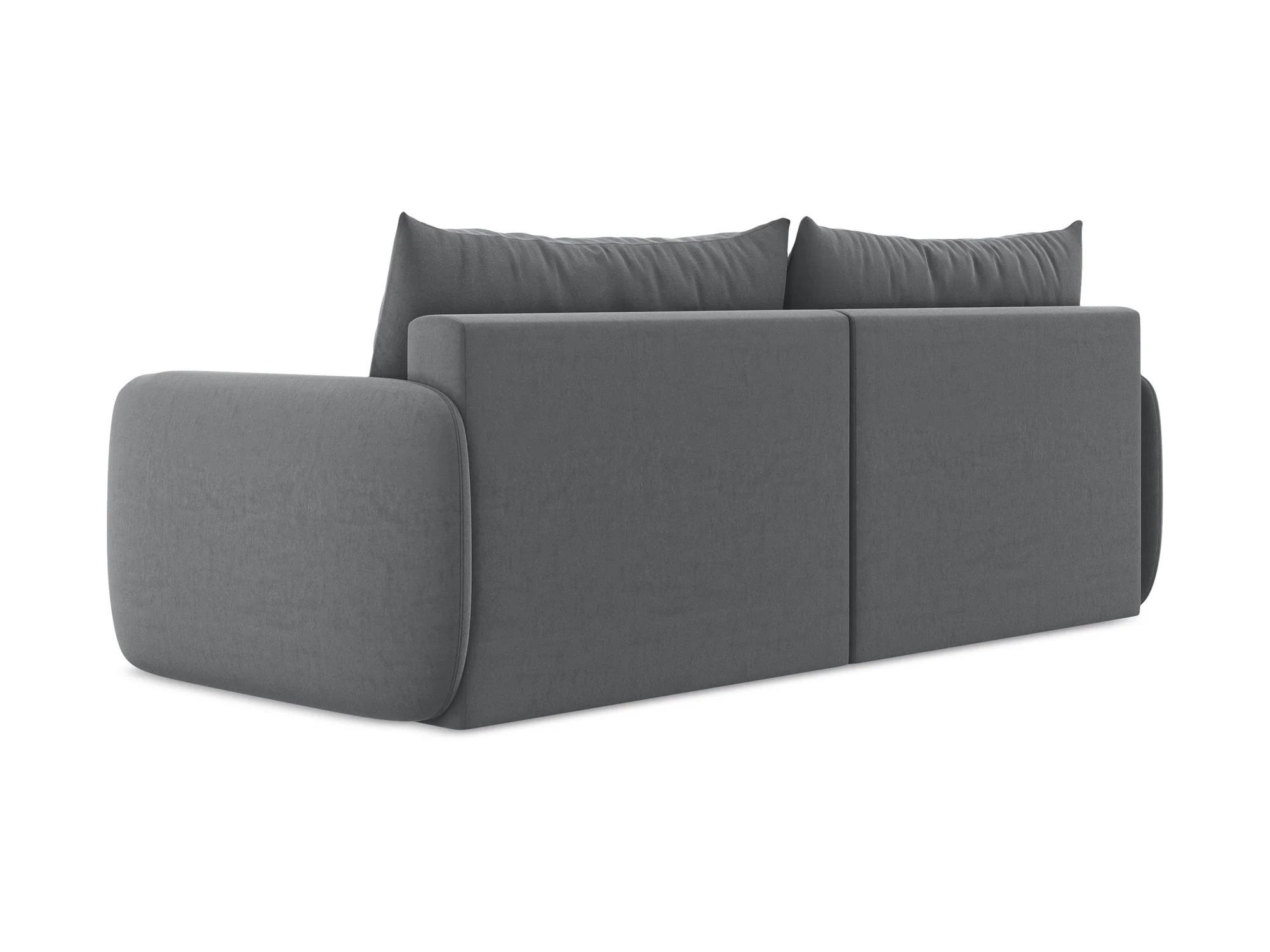 Sofa aksamitna 3-osobowa z funkcją spania KALENA stalowy szary - Image 7