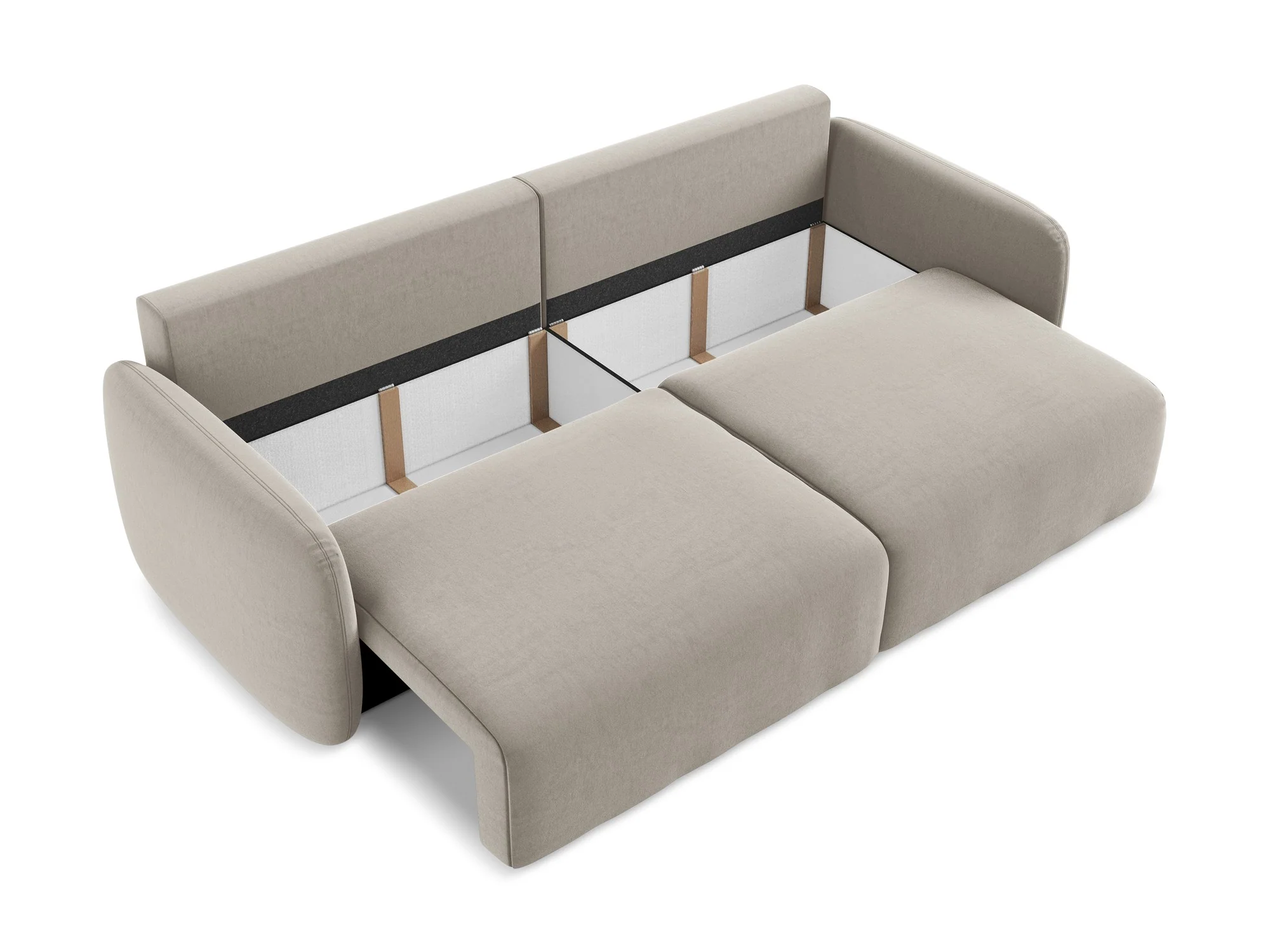 Sofa aksamitna 3-osobowa z funkcją spania KALENA taupe - Image 4
