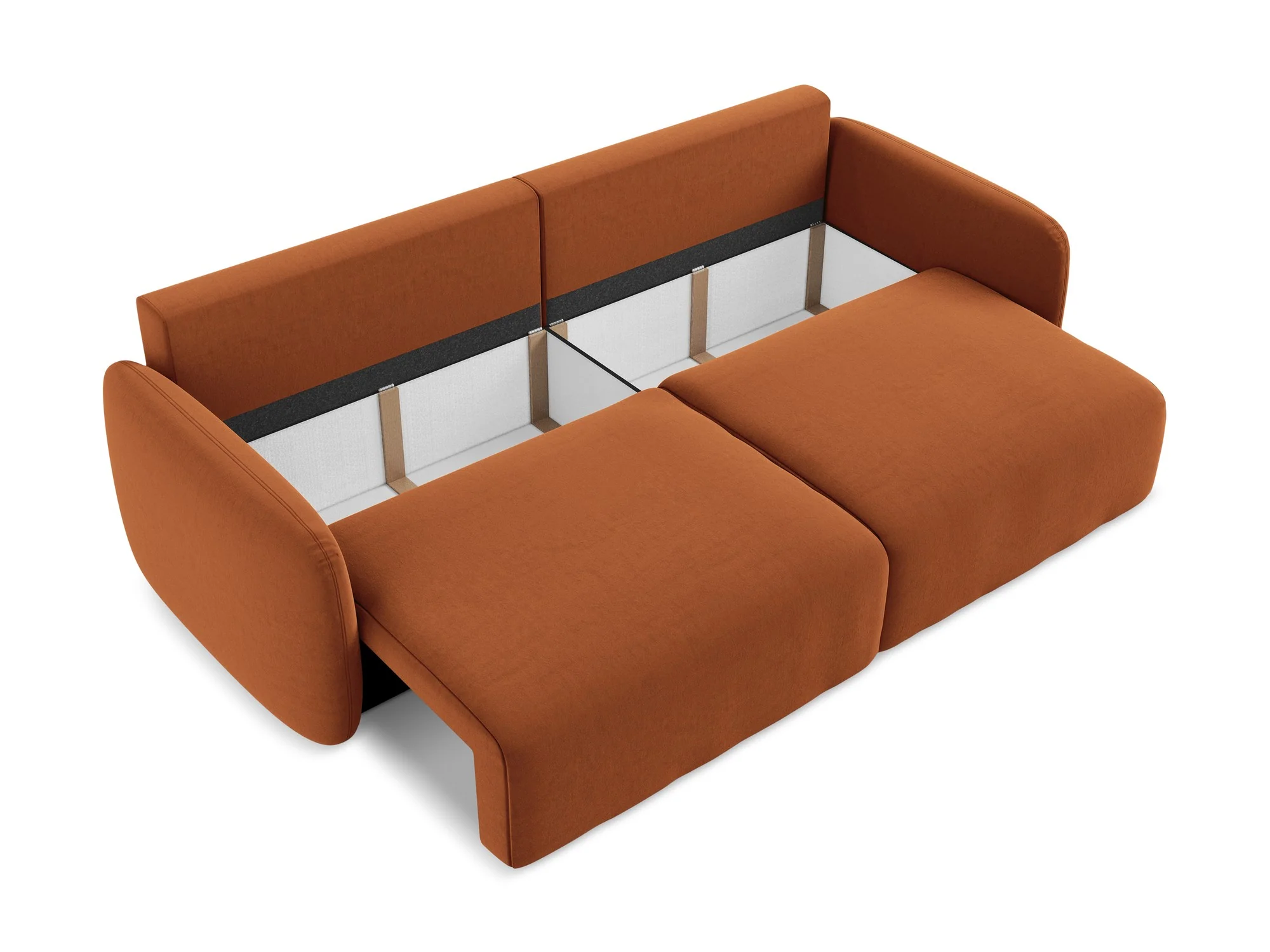 Sofa aksamitna 3-osobowa z funkcją spania KALENA terakota - Image 4