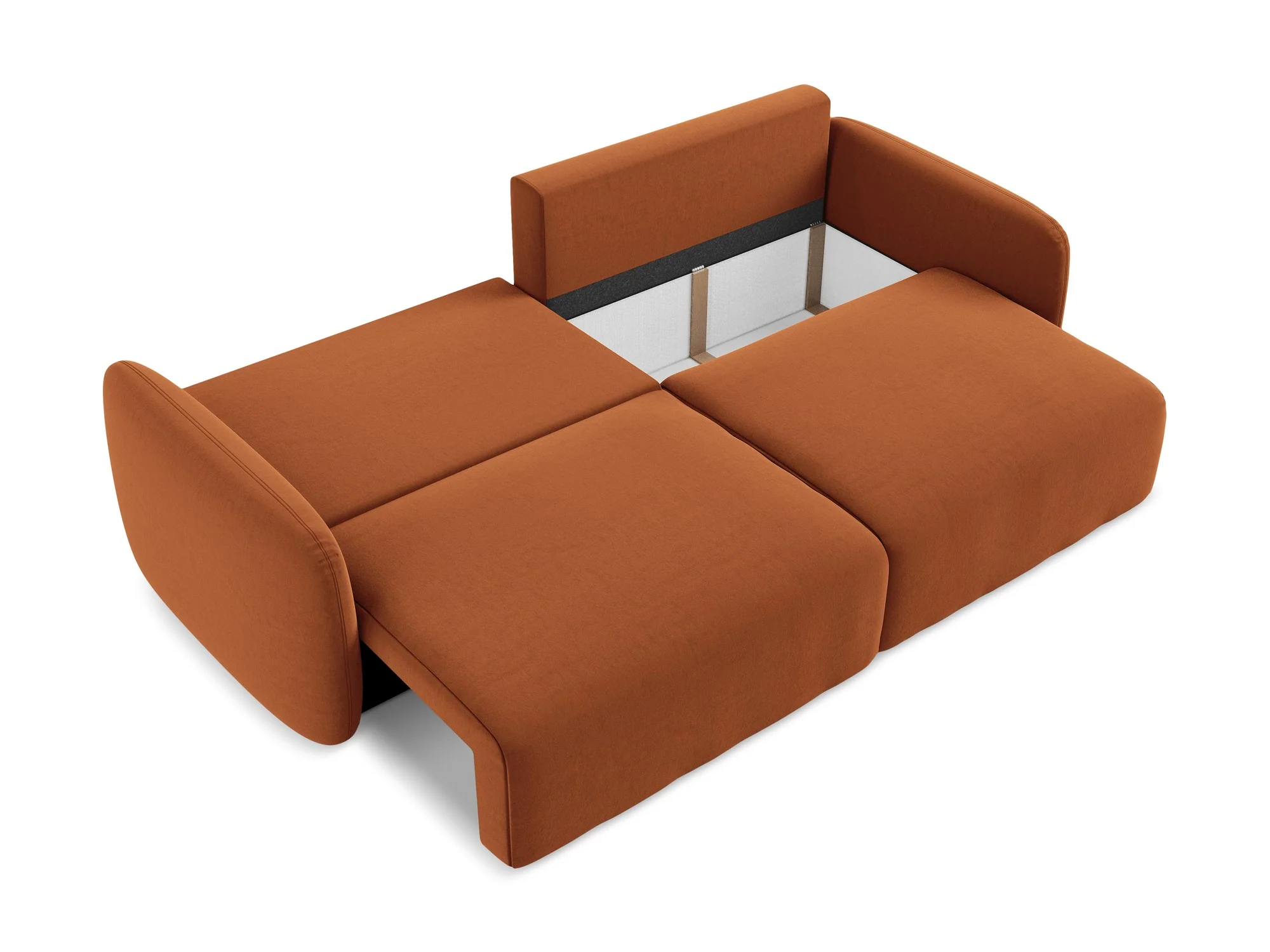Sofa aksamitna 3-osobowa z funkcją spania KALENA terakota - Image 5
