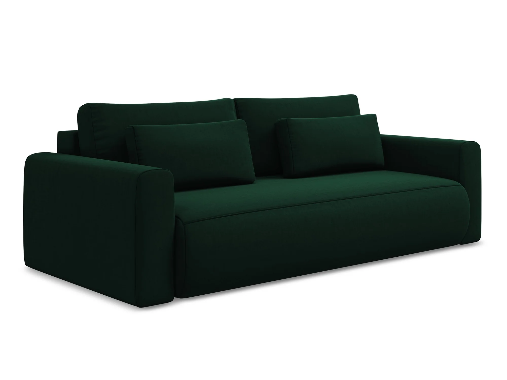 Sofa aksamitna 3-osobowa z funkcją spania KAPUA butelkowa zieleń