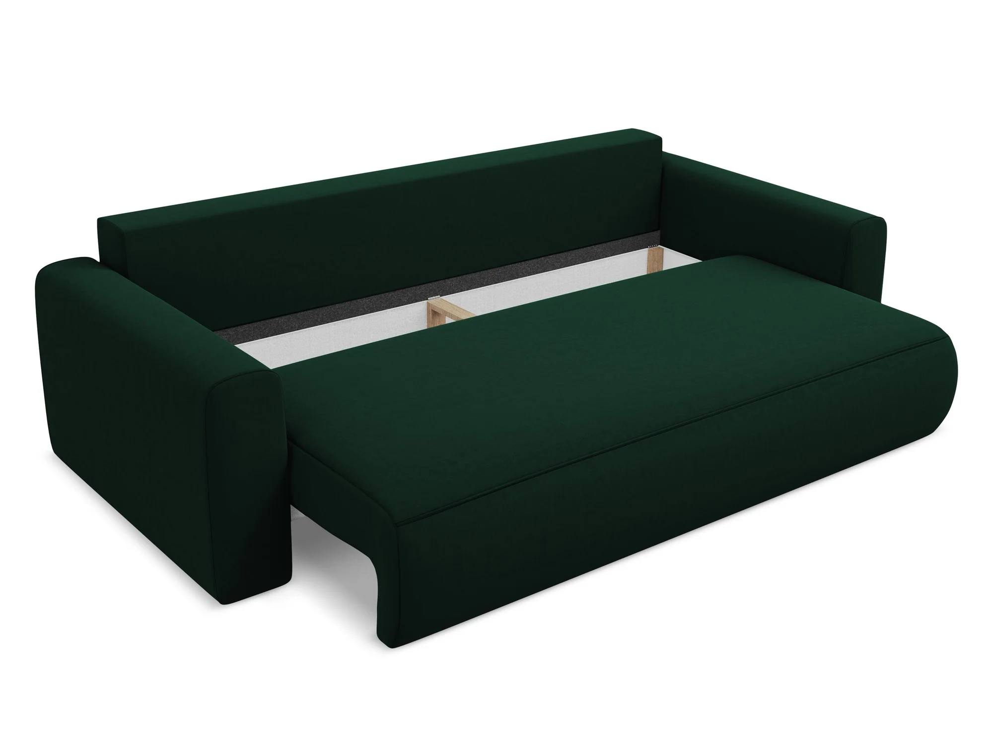 Sofa aksamitna 3-osobowa z funkcją spania KAPUA butelkowa zieleń - Image 6