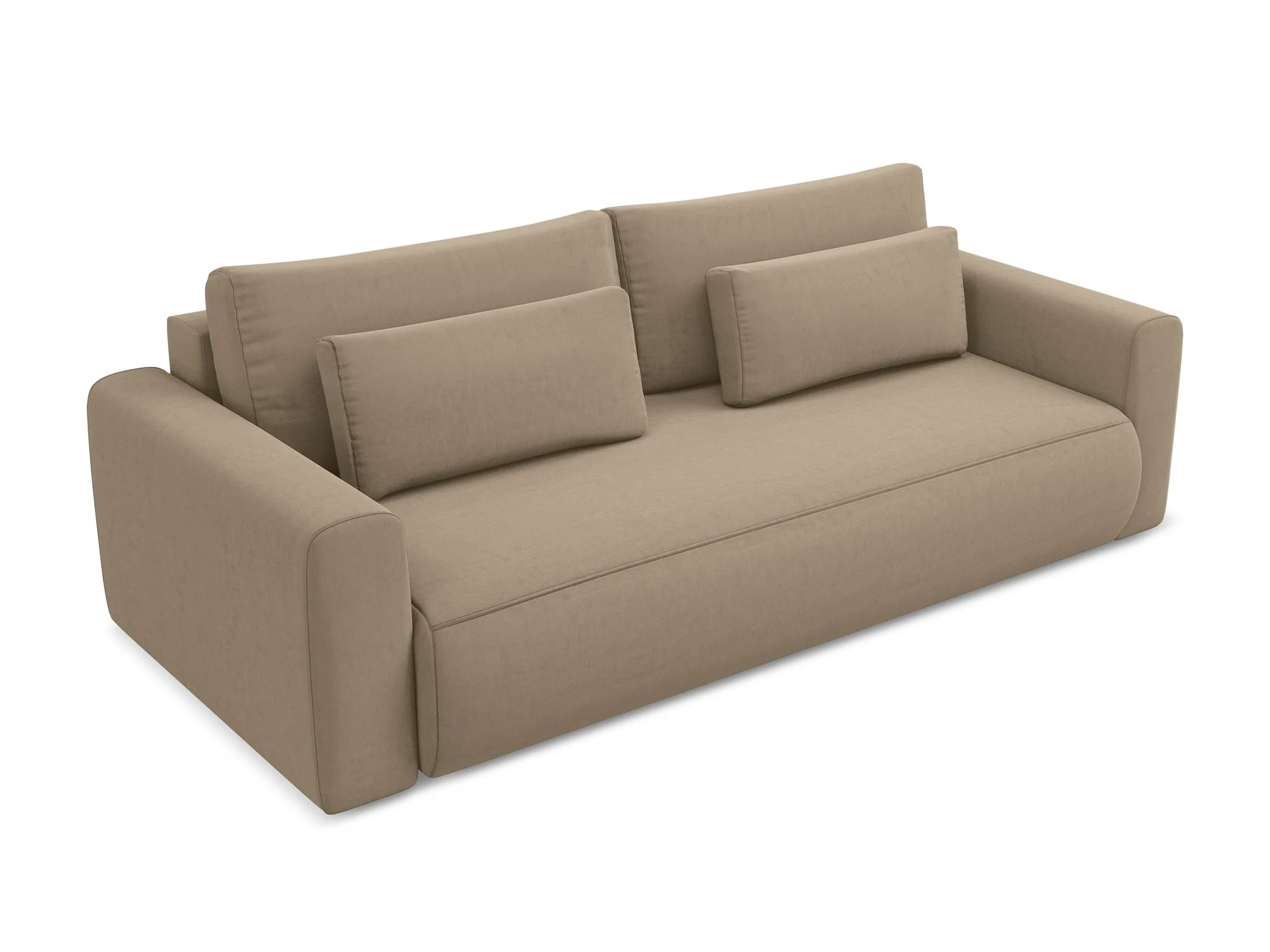 Sofa aksamitna 3-osobowa z funkcją spania KAPUA ciemnobeżowy - Image 4