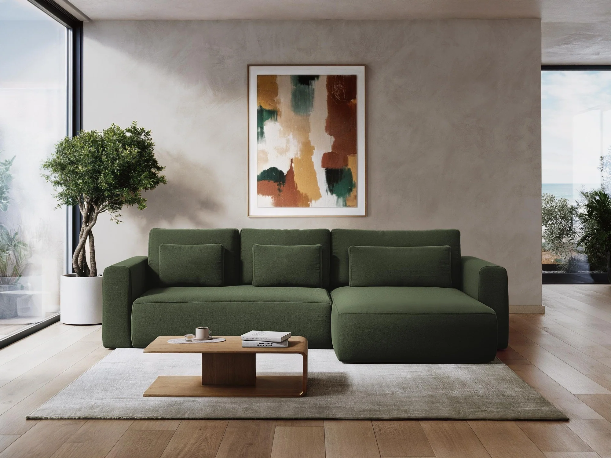 Sofa aksamitna 3-osobowa z funkcją spania KAPUA terakota - Image 2