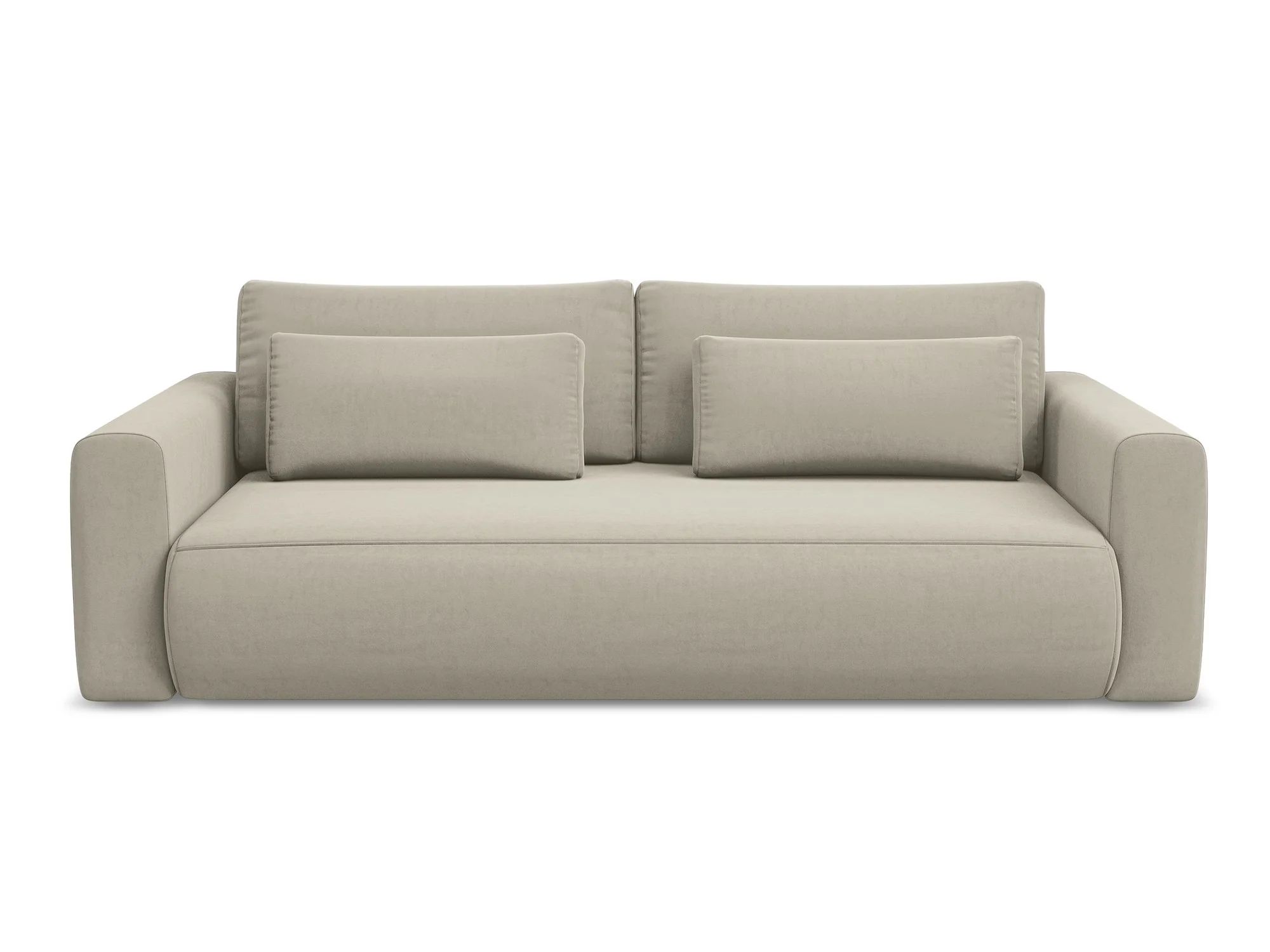 Sofa aksamitna 3-osobowa z funkcją spania KAPUA perłowy - Image 3