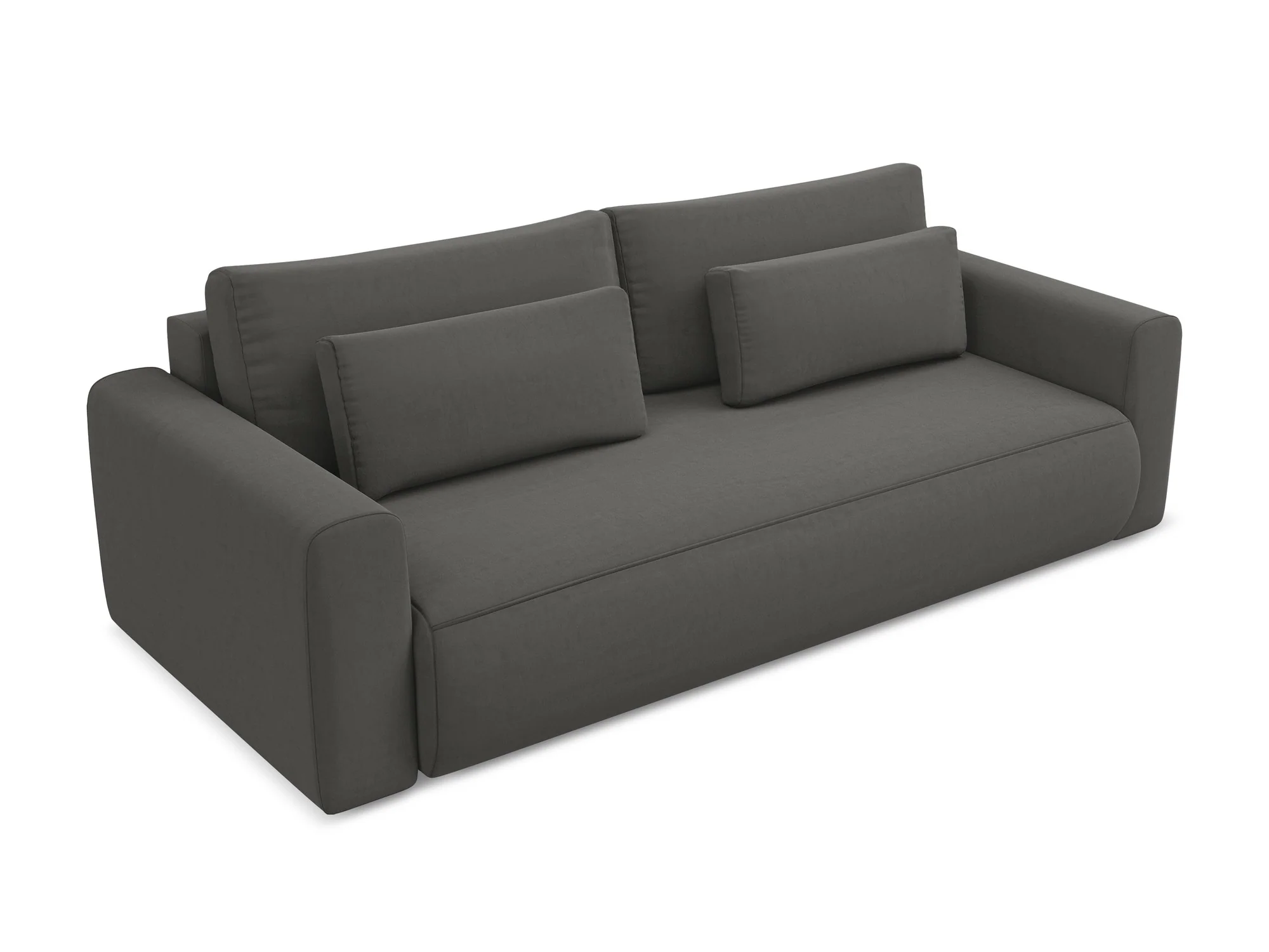 Sofa aksamitna 3-osobowa z funkcją spania KAPUA stalowy szary - Image 4