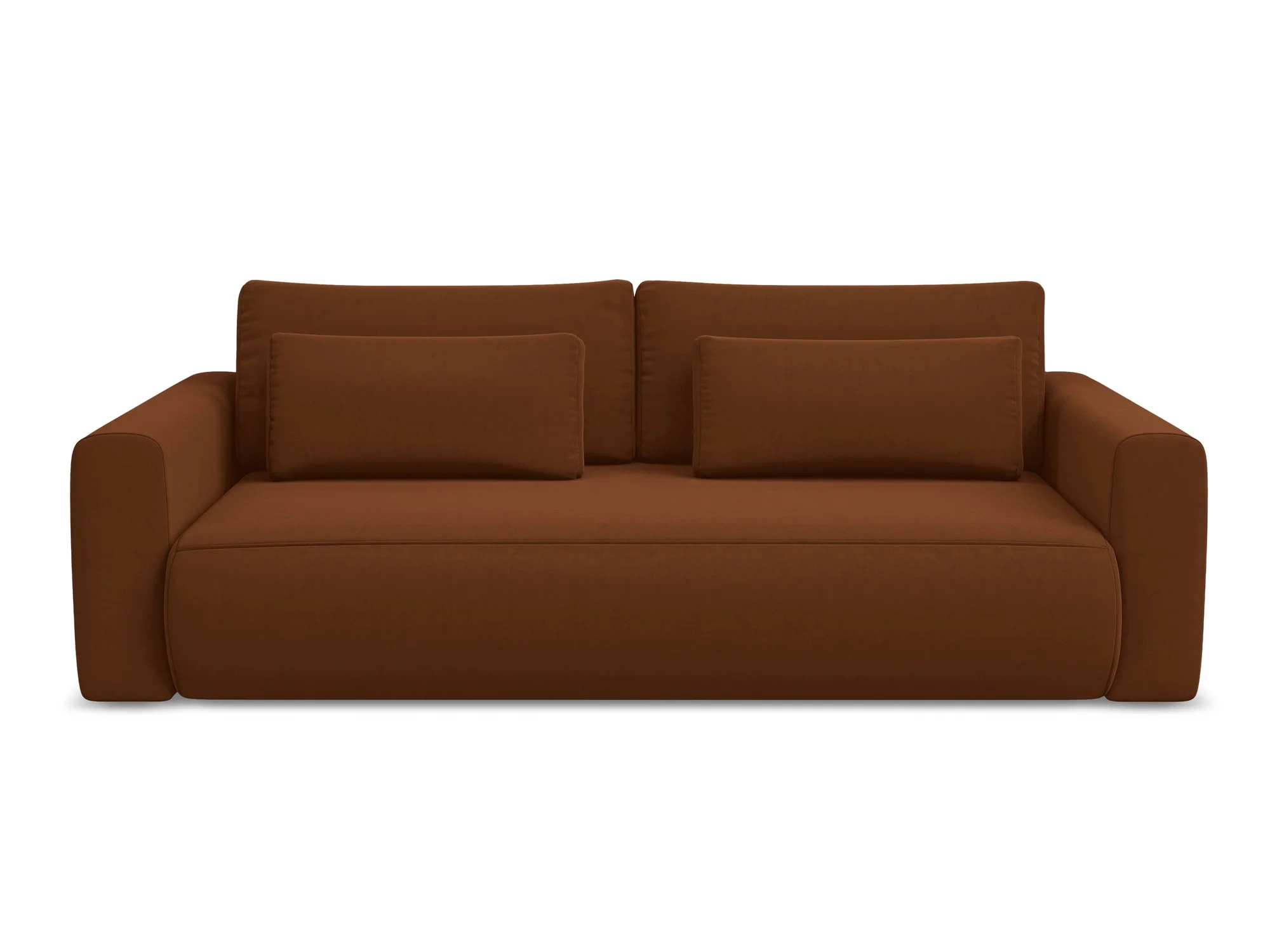 Sofa aksamitna 3-osobowa z funkcją spania KAPUA terakota - Image 3