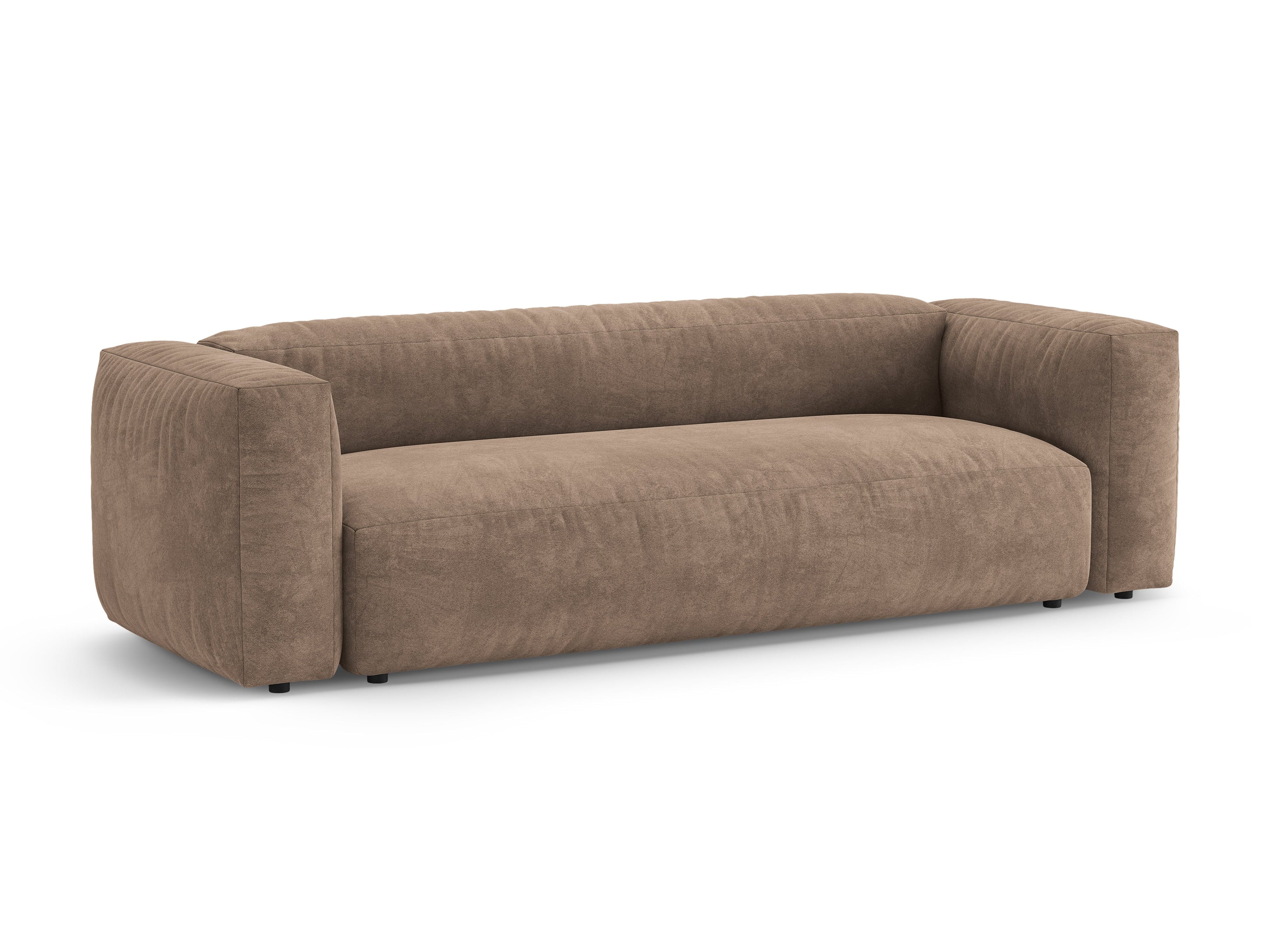 Sofa aksamitna 3-osobowa z funkcją spania MARTINA ciemny beżowy
