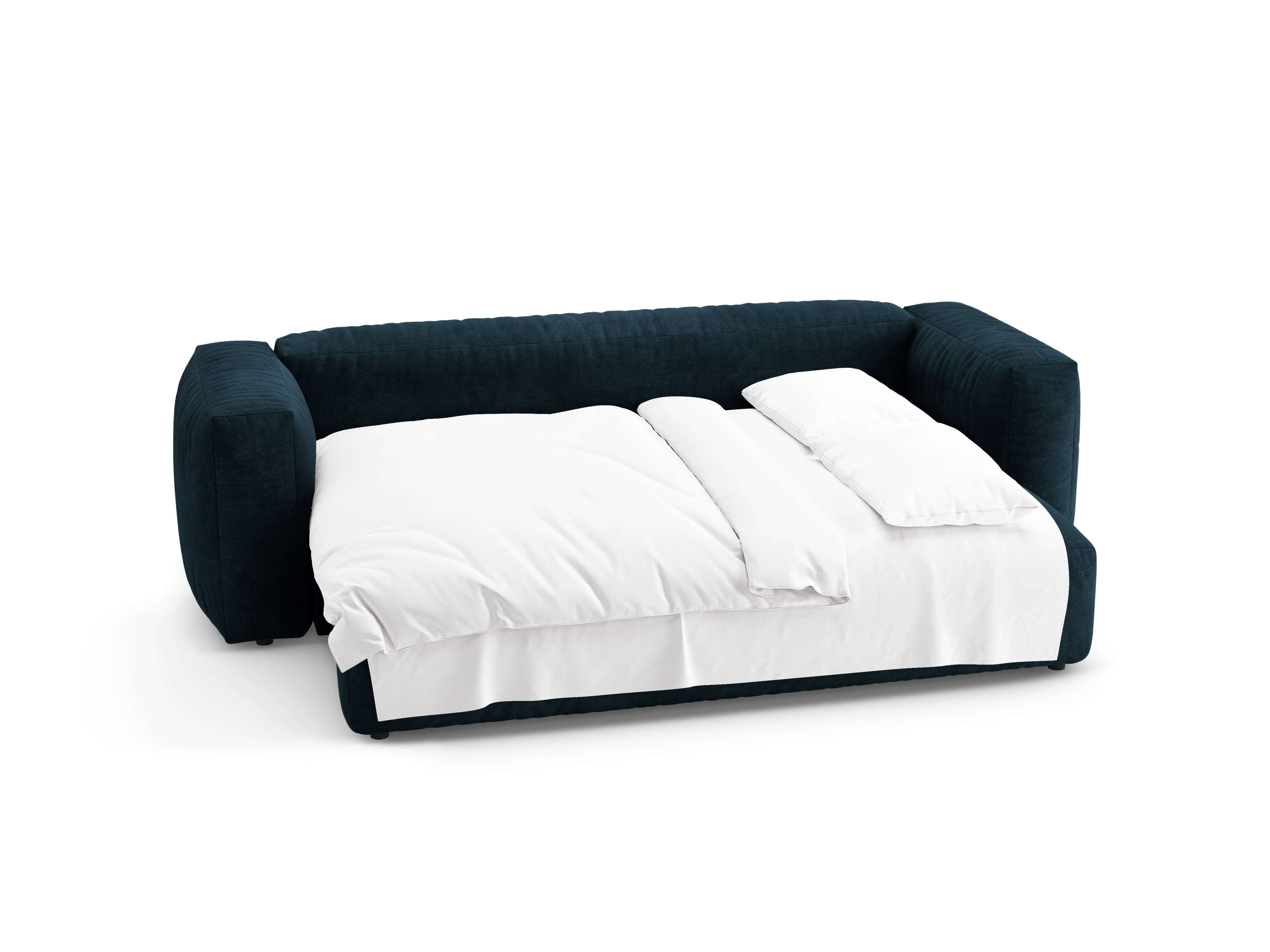 Sofa aksamitna 3-osobowa z funkcją spania MARTINA głęboki petrol - Image 7